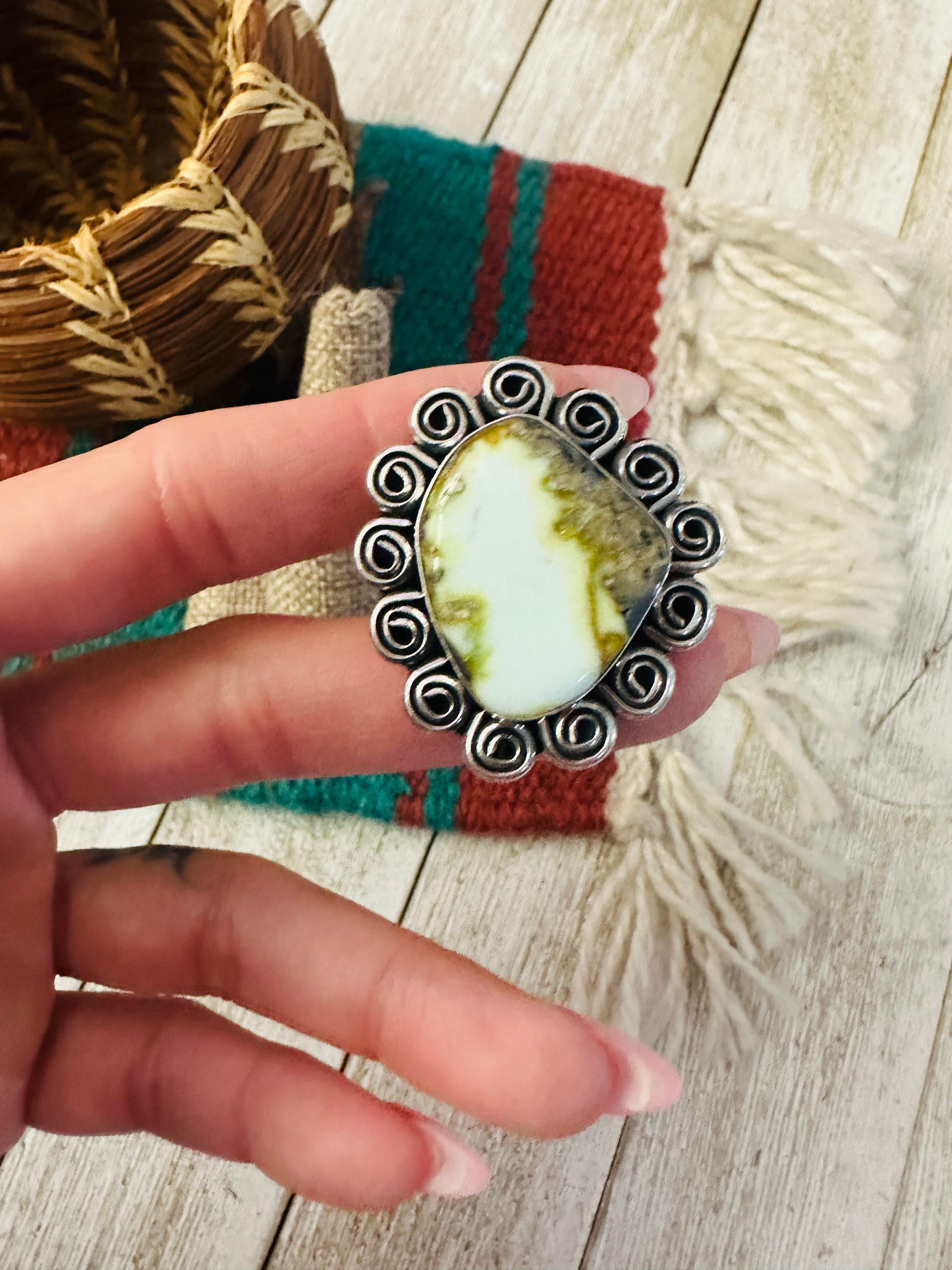 Handcrafted Palomino Turquoise & Sterling Silver Ring size 9.5