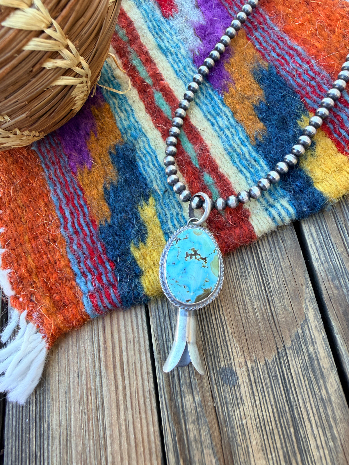 Handcrafted Sterling Silver & Turquoise Blossom Pendant