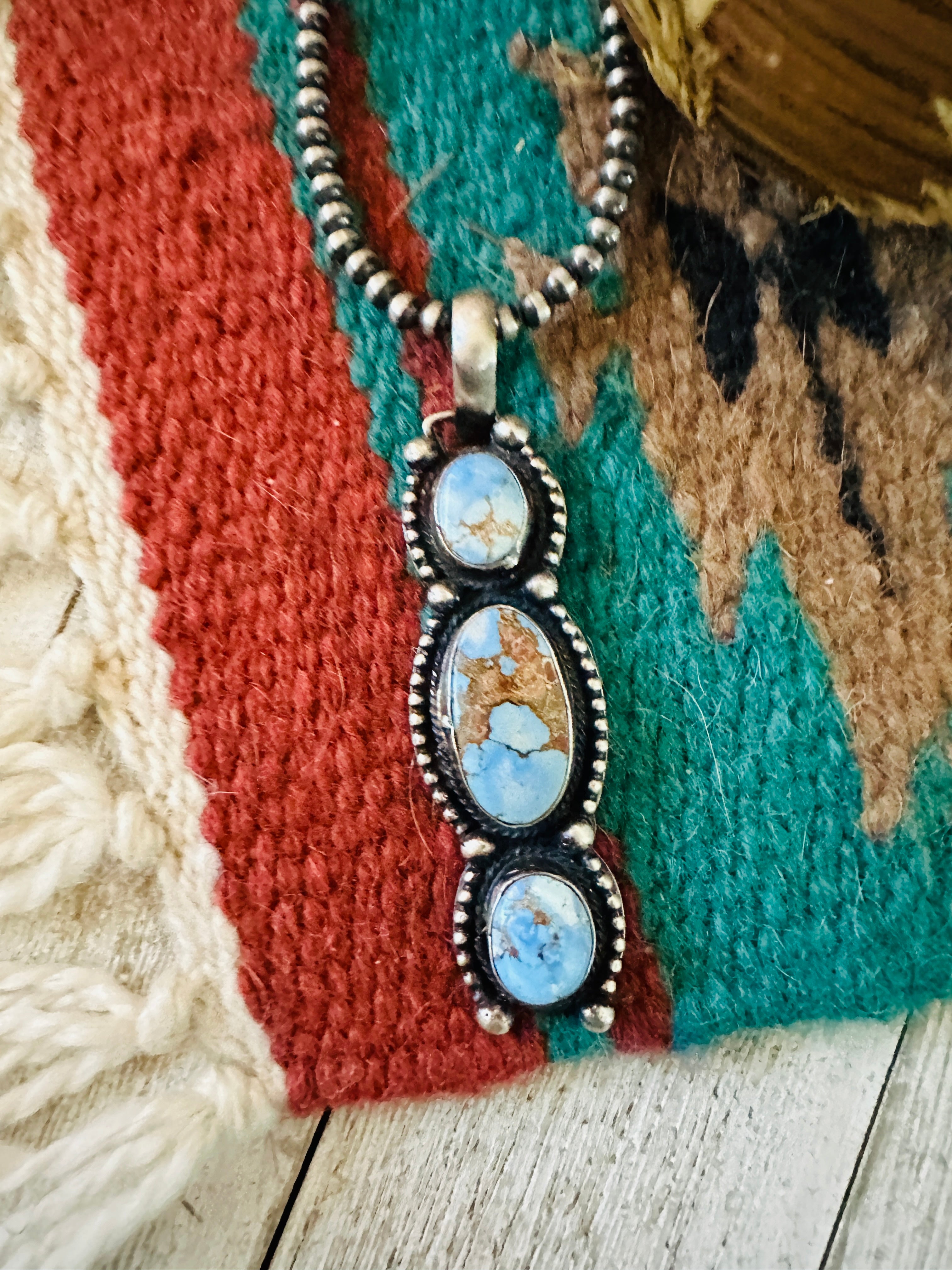 Handcrafted Golden Hills Turquoise & Sterling Silver Pendant