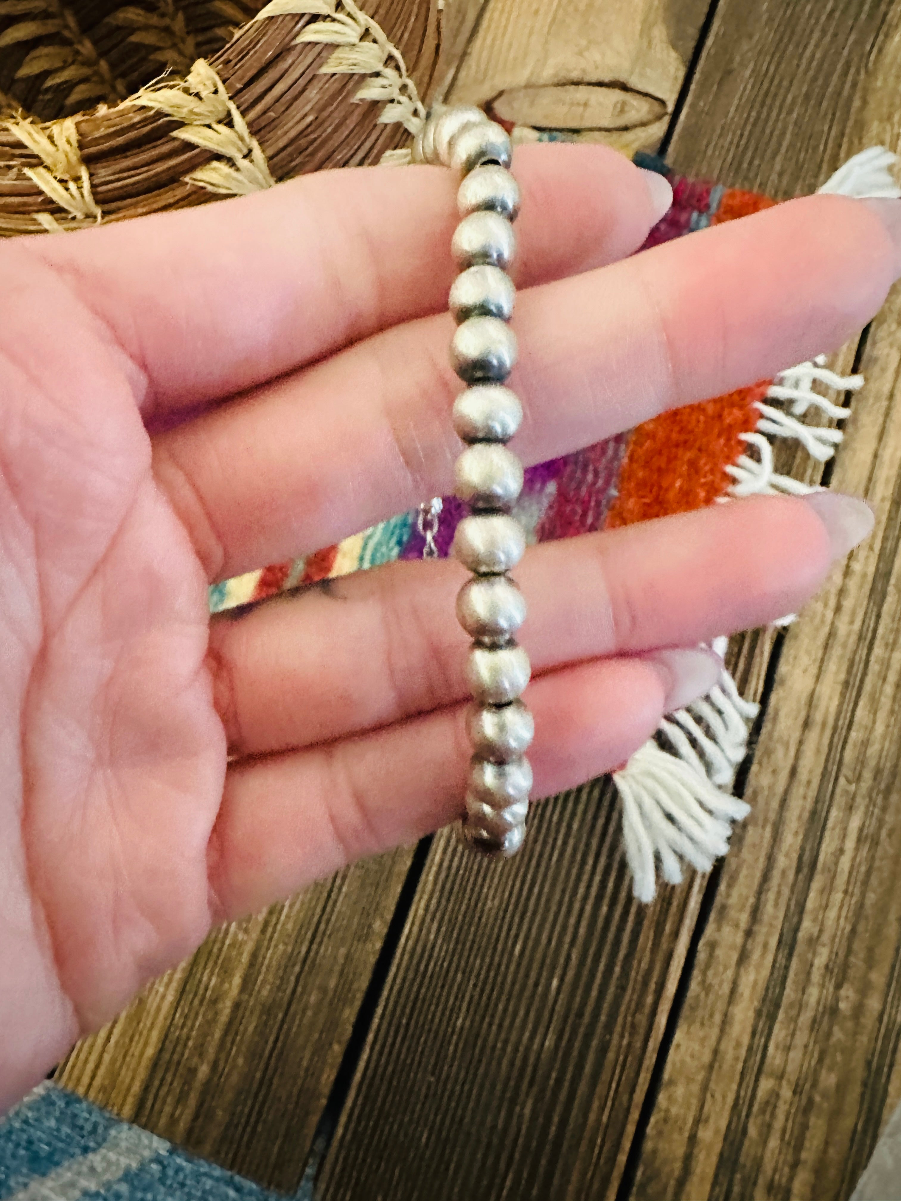 Handcrafted 5mm Sterling Silver Pearl Beaded Bracelet