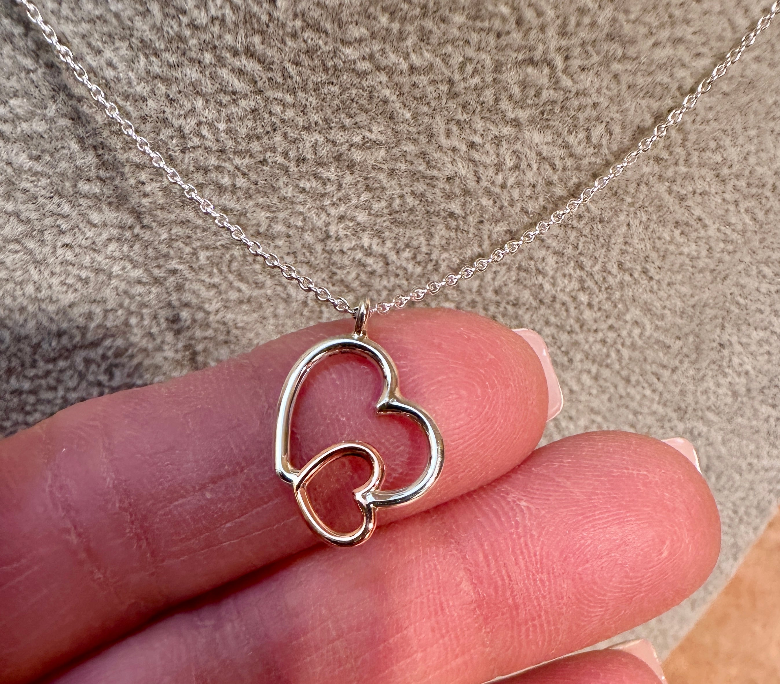 Sterling Silver & Copper Hearts Necklace