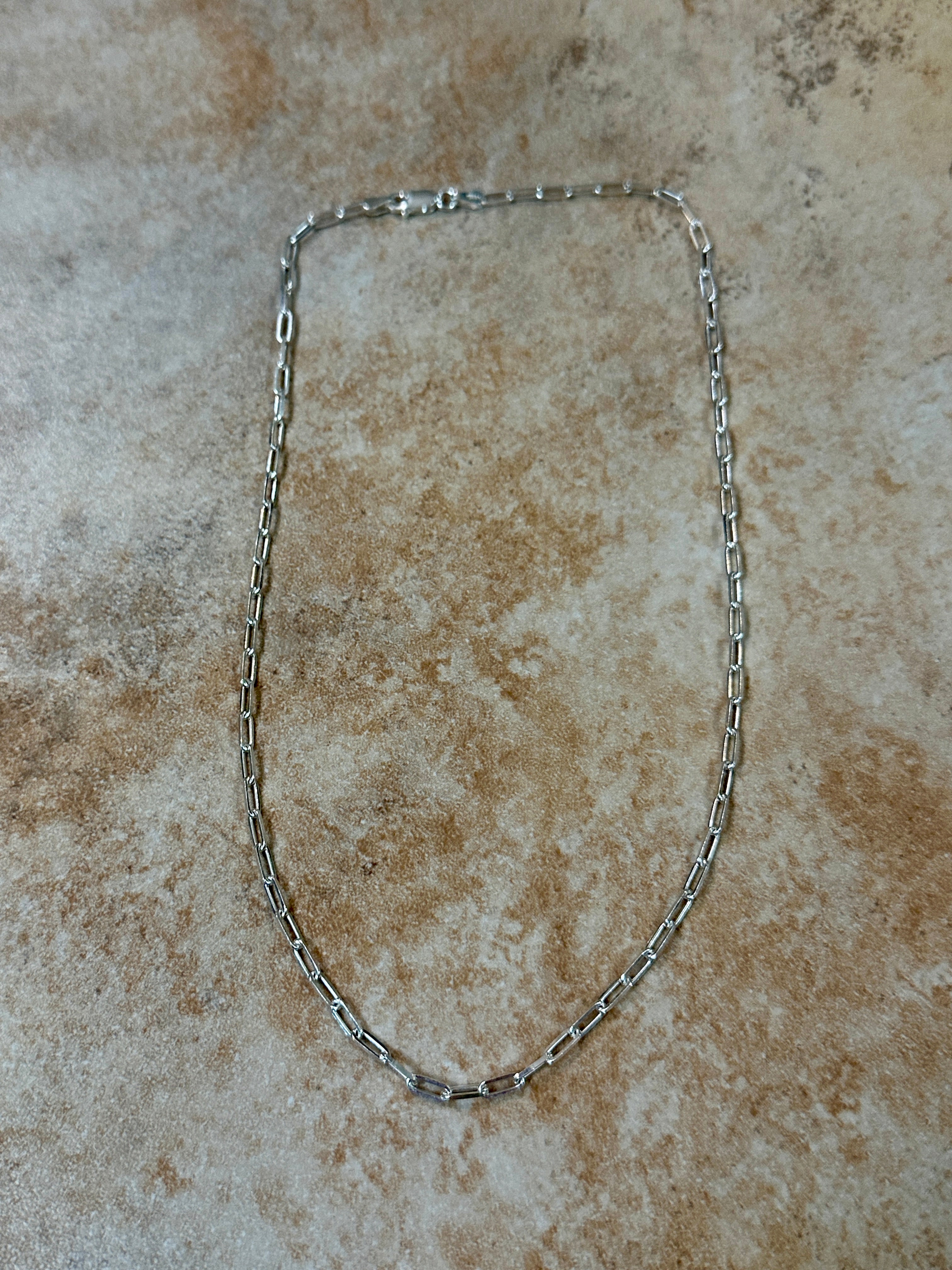 3mm Paperclip Chain 16” Necklace