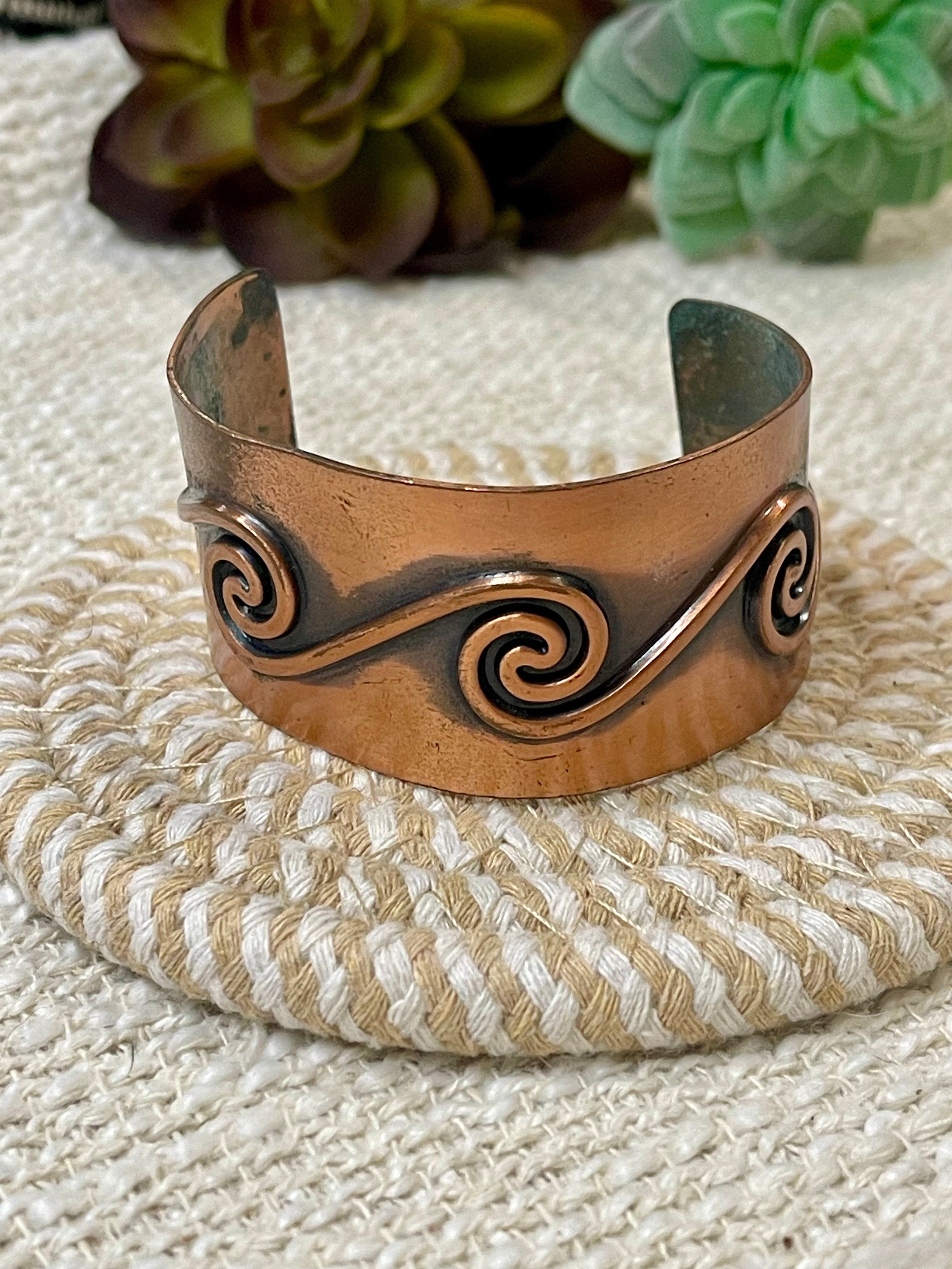 Vintage Handmade Copper Wave Cuff