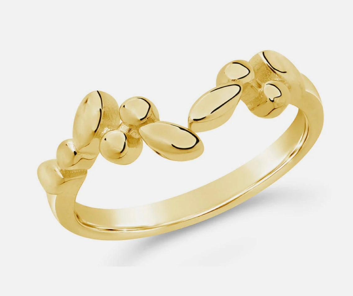 Gold Plated Sterling Silver Ivy Band Ring
