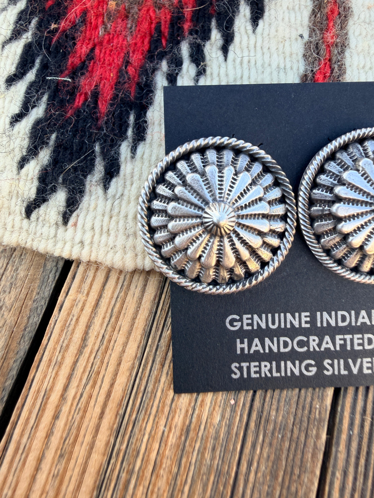 Handcrafted Sterling Silver Concho Post Earrings by Tom Lewis