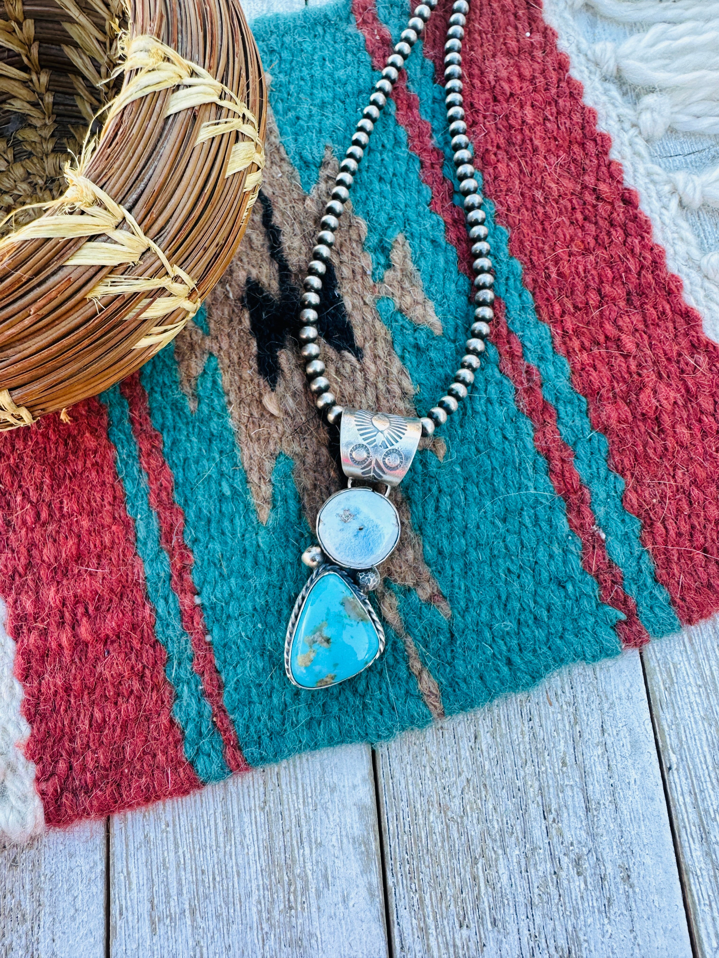 Handcrafted Sterling Silver & Multi Turquoise Pendant