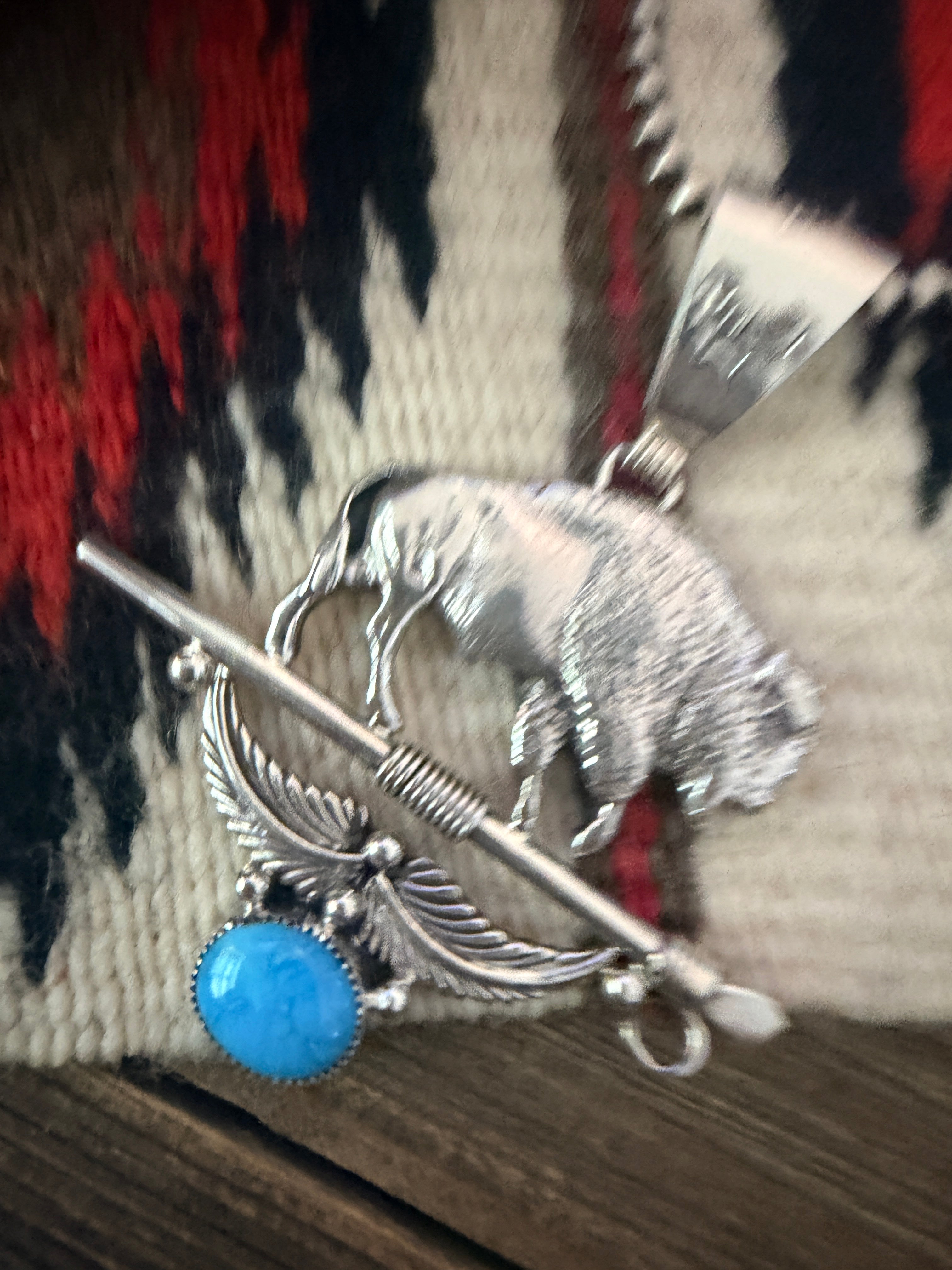 Handcrafted Sterling Silver & Turquoise Buffalo Pendant