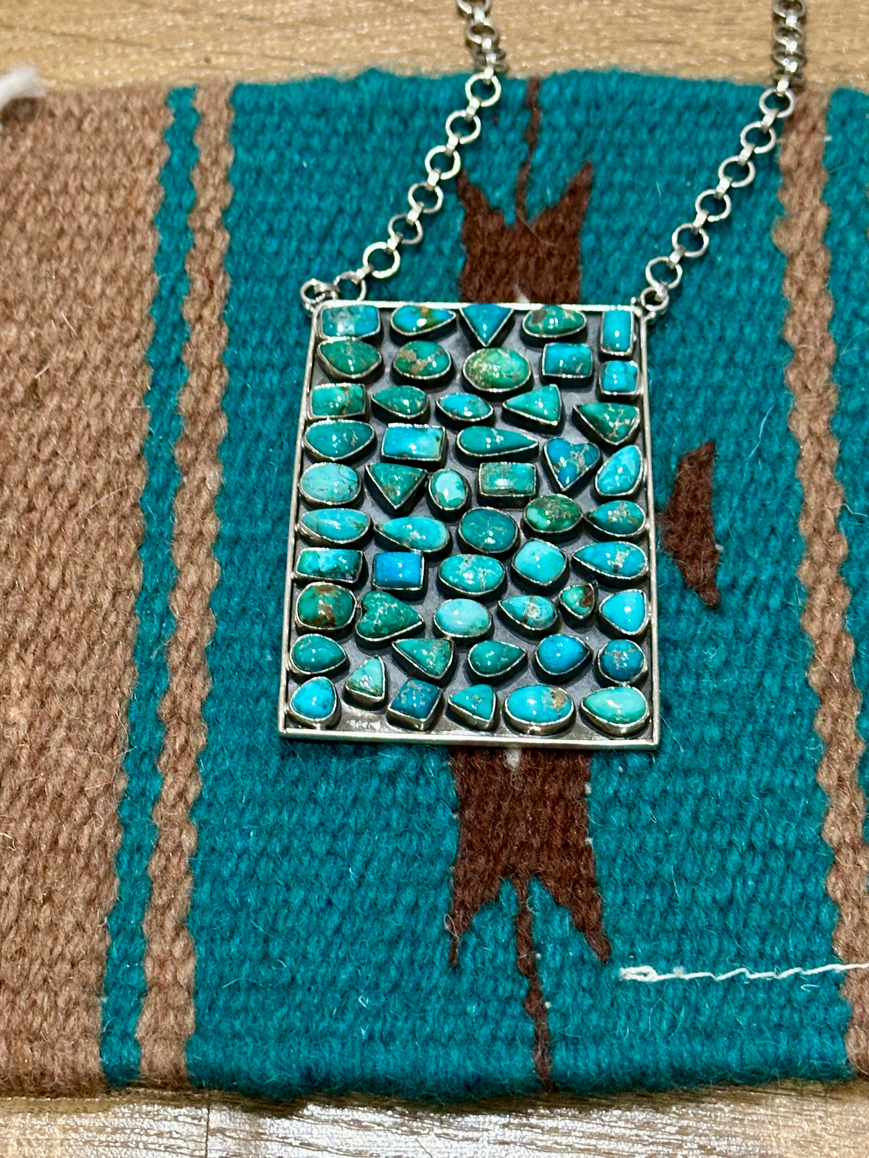 Handmade Sterling Silver Sonoran Mountain Turquoise Necklace with Signed Nizhoni (3)