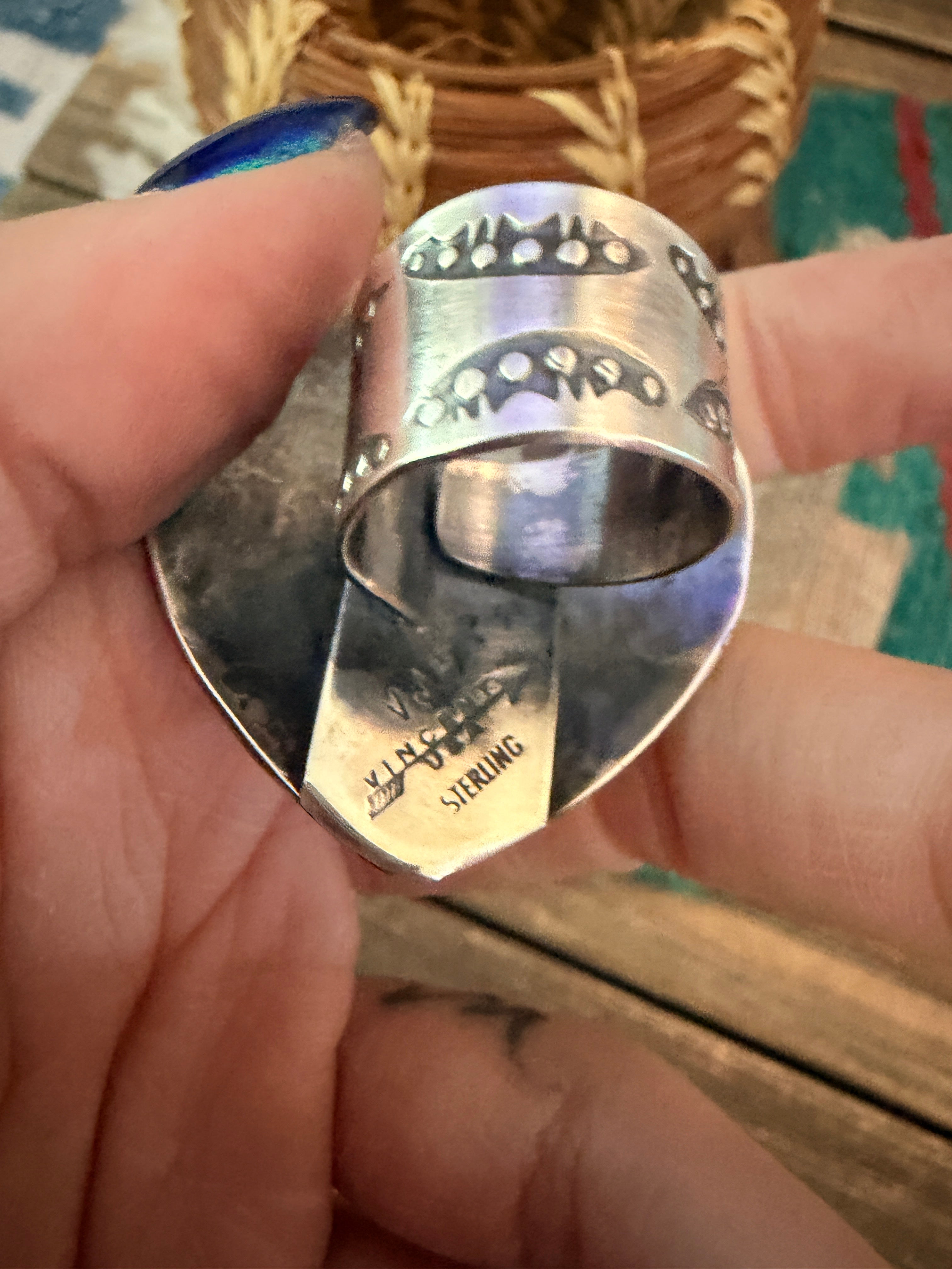 Handcrafted Sterling Silver Adjustable Heart Concho Ring by Vincent Platero