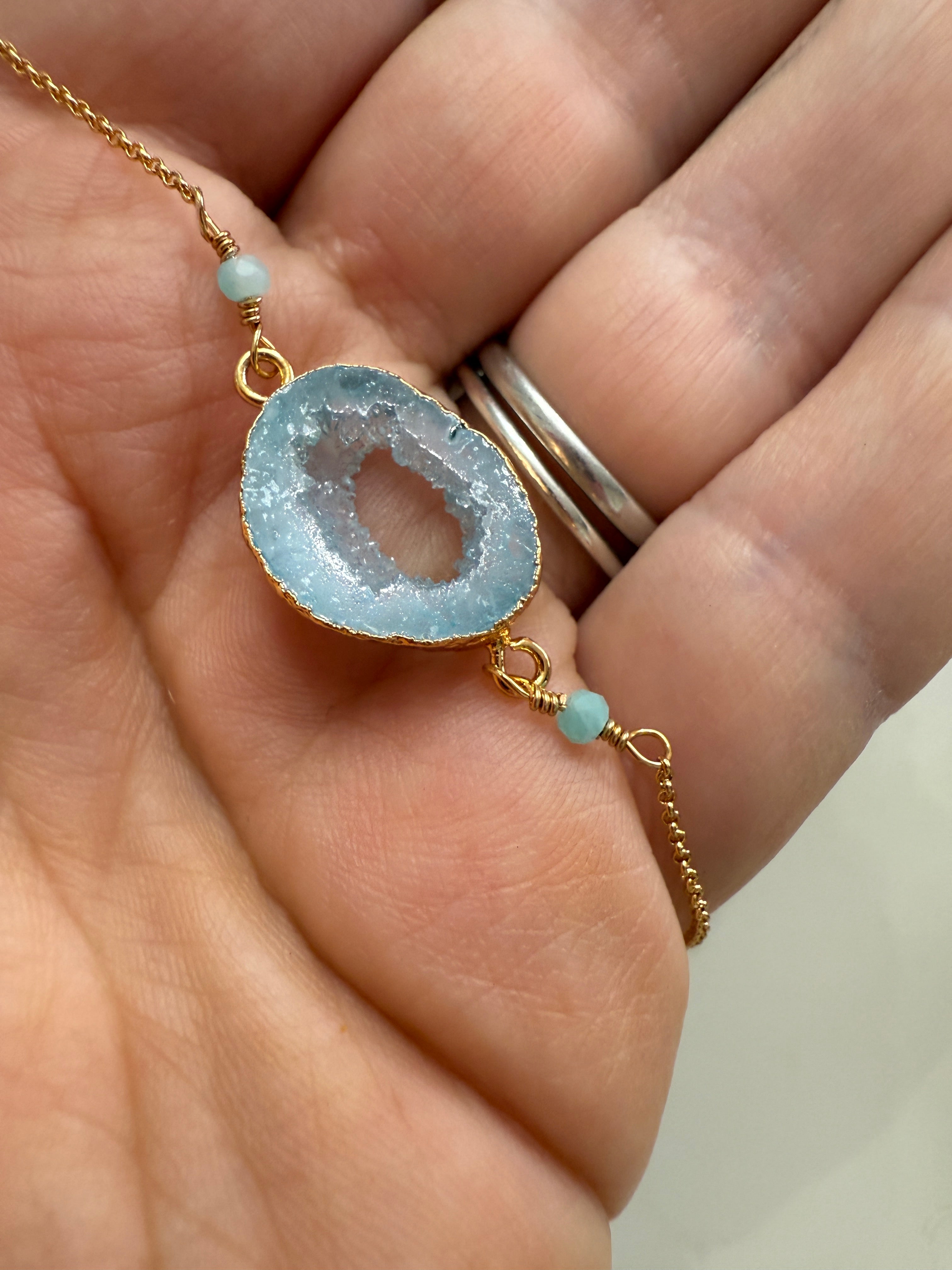 “The Golden Collection” Geo Necklace Handmade Gold Plated Agate Necklace