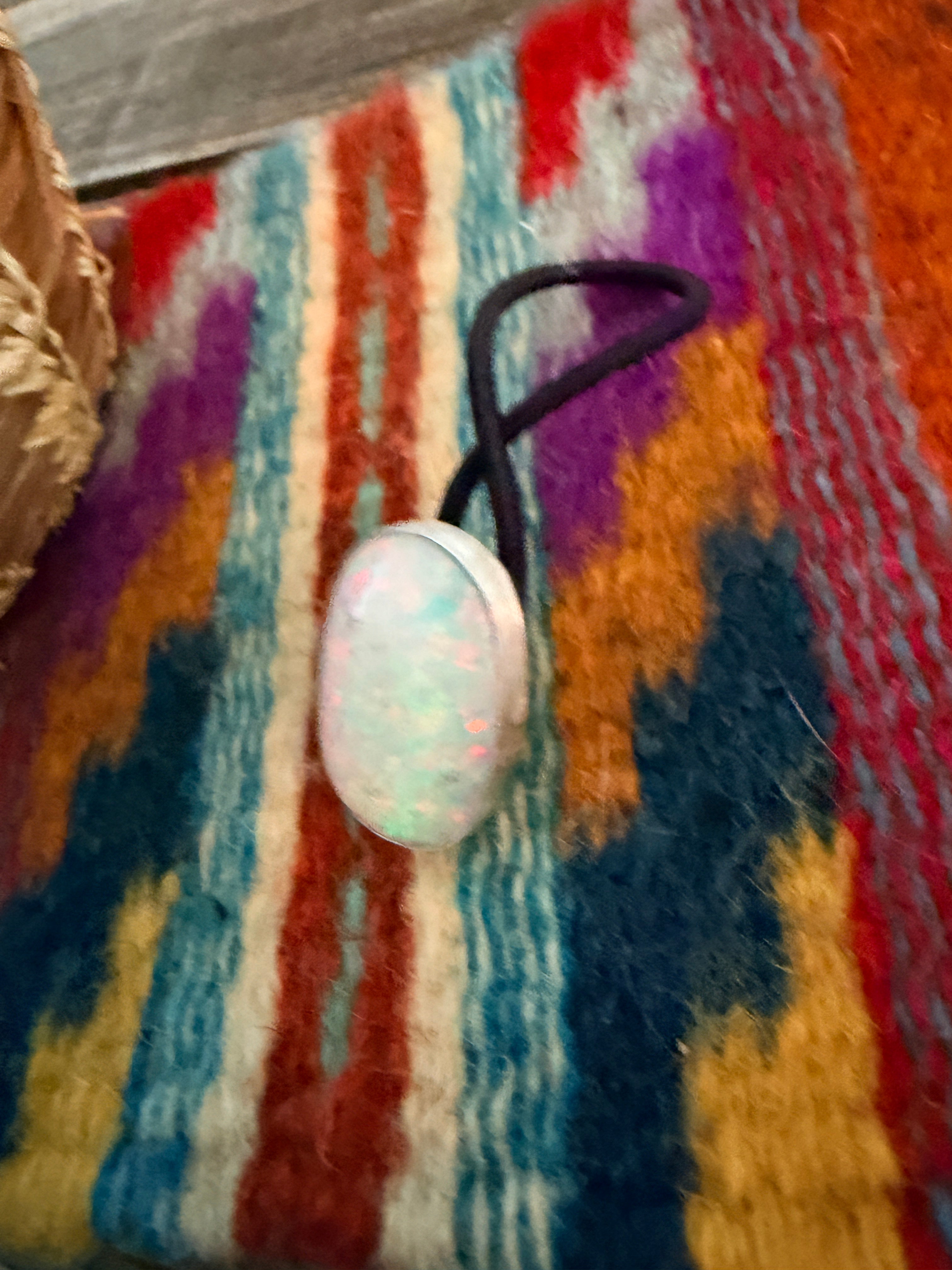Handcrafted Opal & Sterling Silver Hair Tie Charm