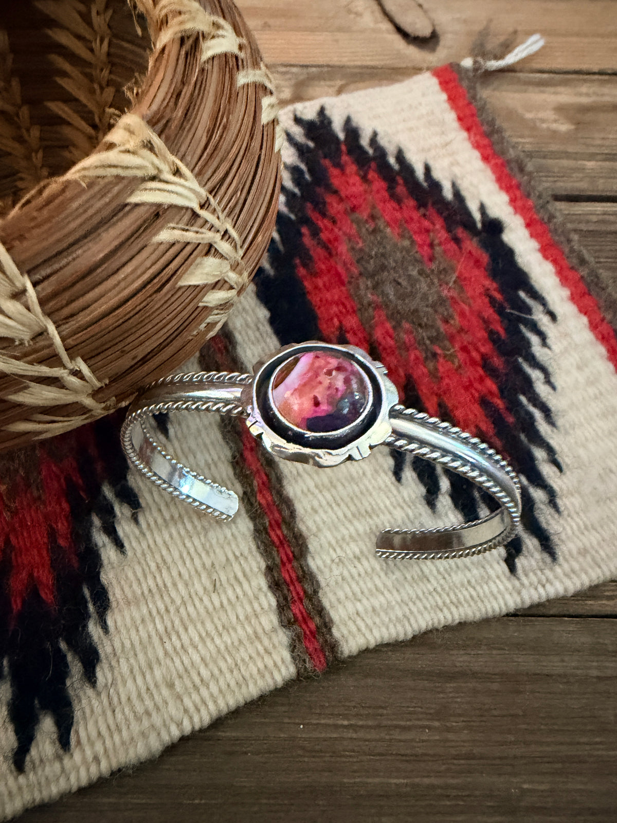 Handcrafted Pink Dream Mojave & Sterling Silver Cuff Bracelet