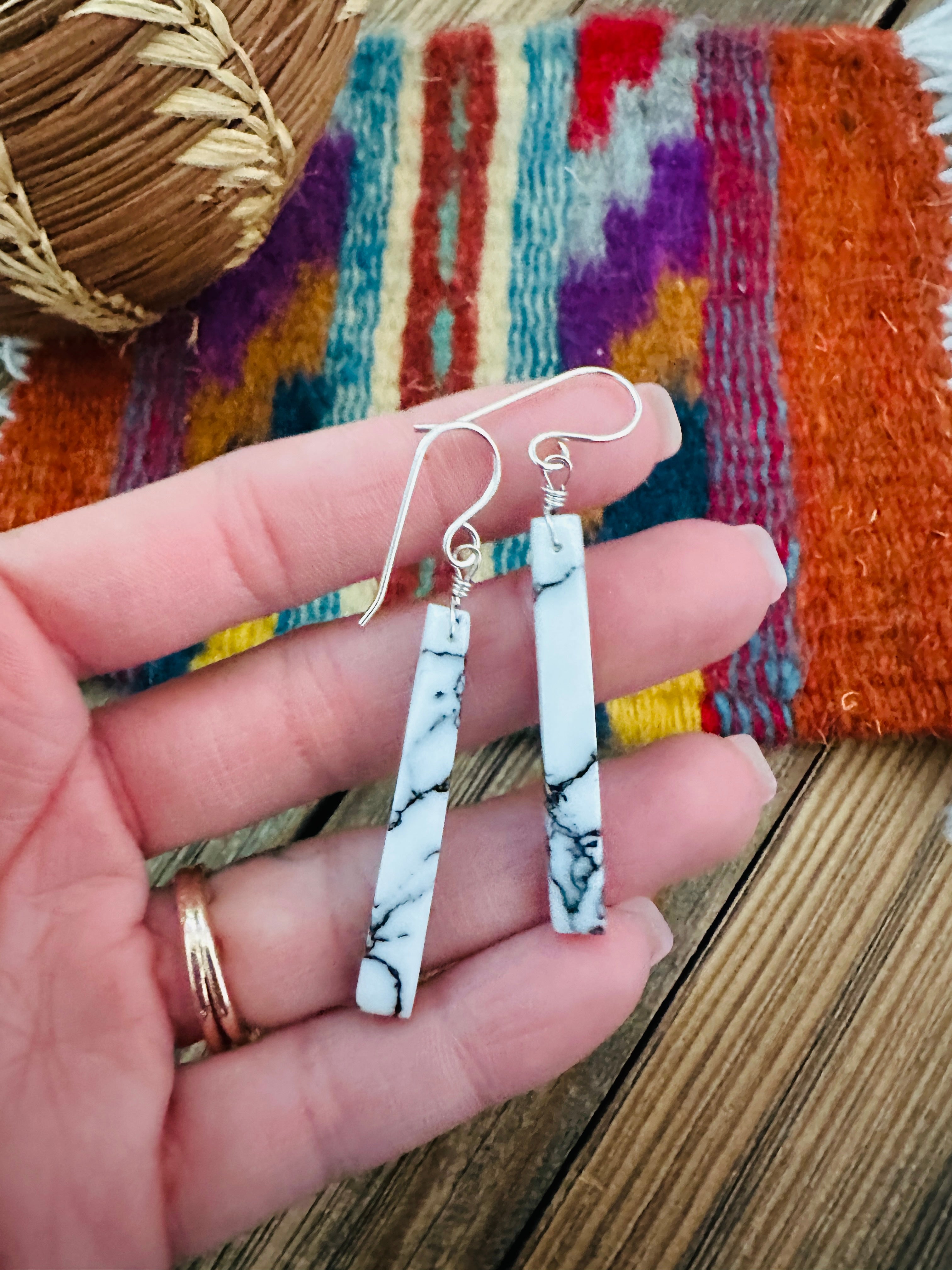 Handcrafted Multi Stone Inlay Slab Dangle Earrings