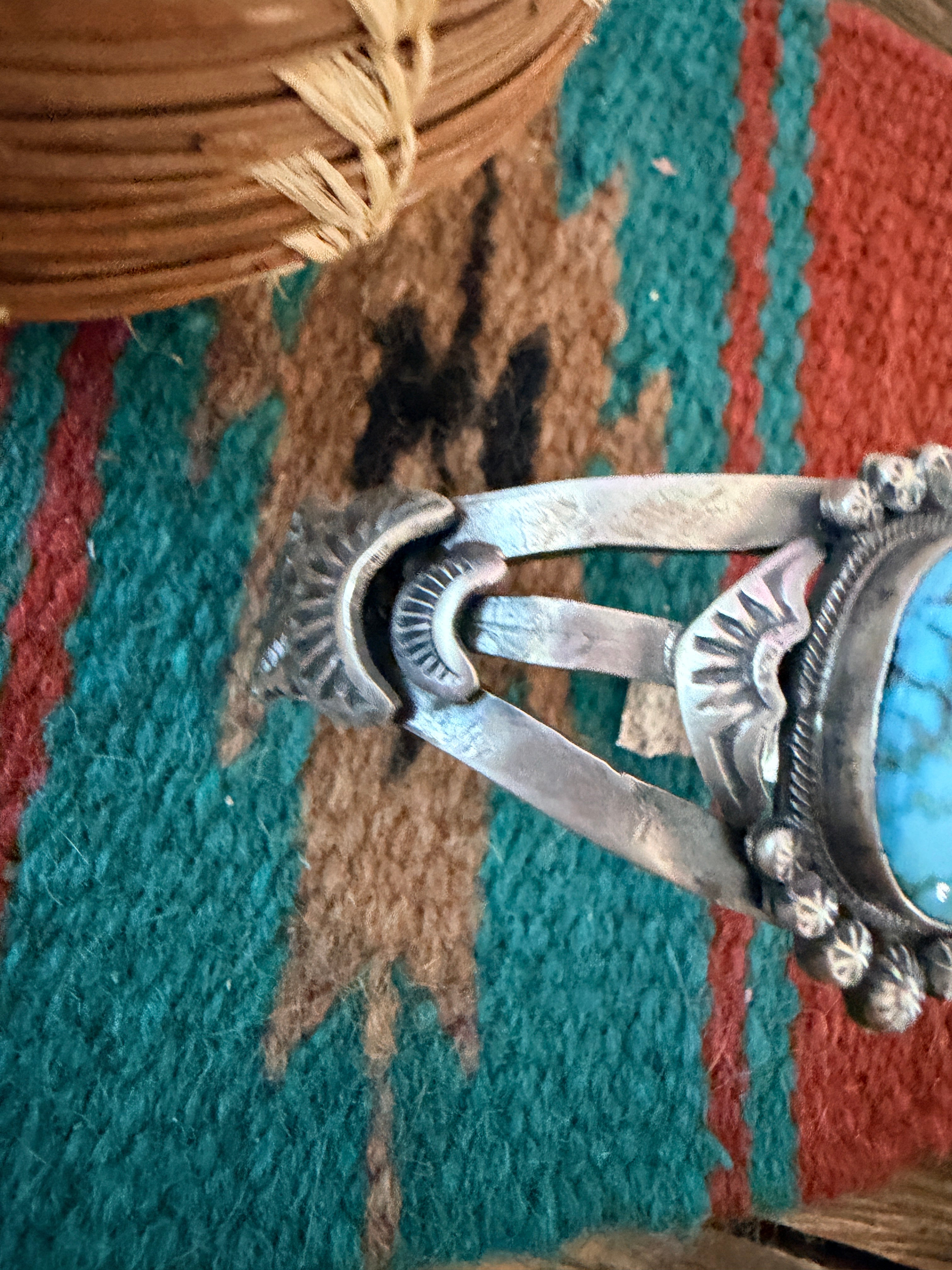 Handcrafted Turquoise & Sterling Silver Cuff Bracelet by Gilbert Tom