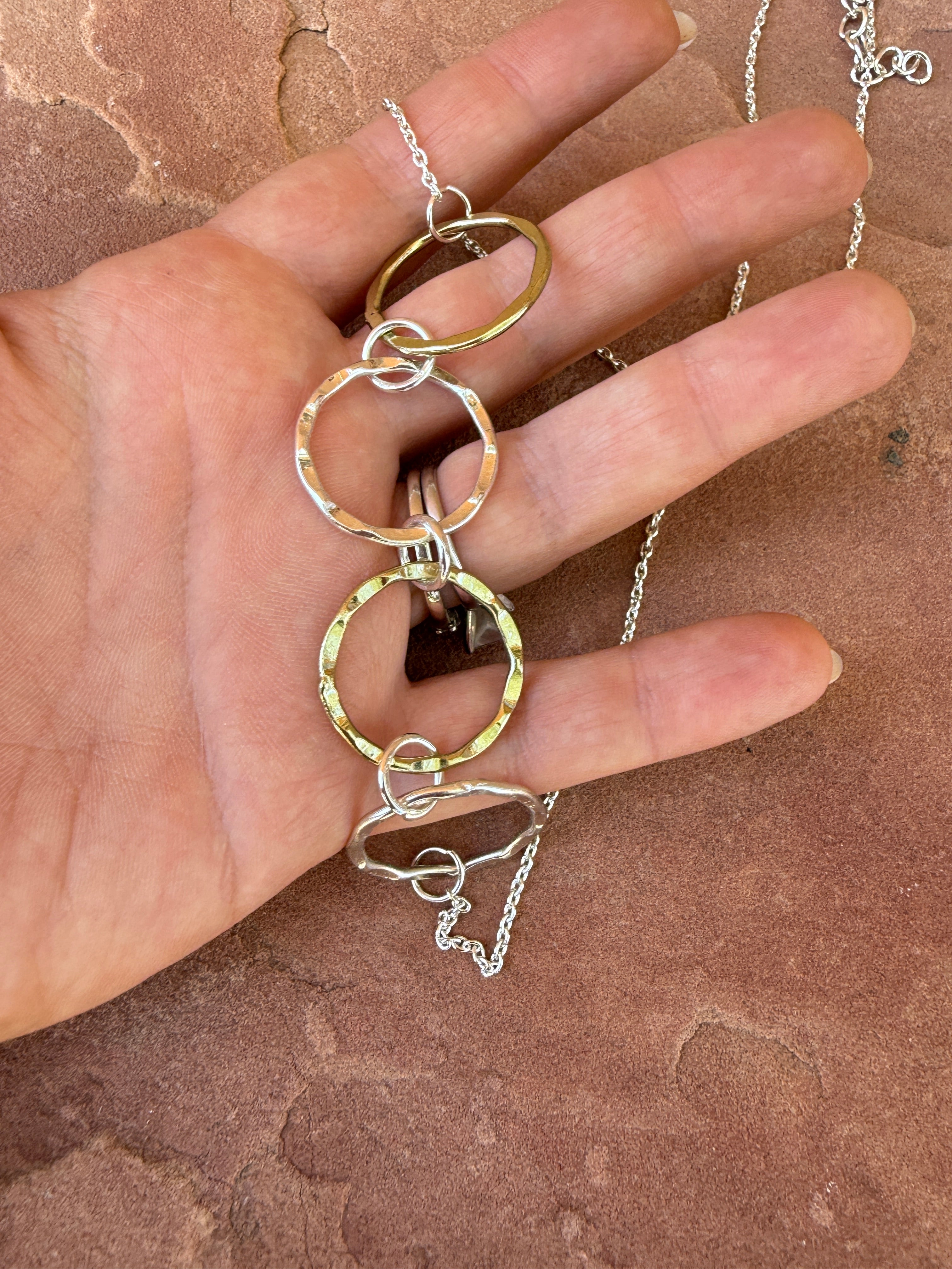 “The Golden Collection” Mixed Metal Circle Necklace 21-24”