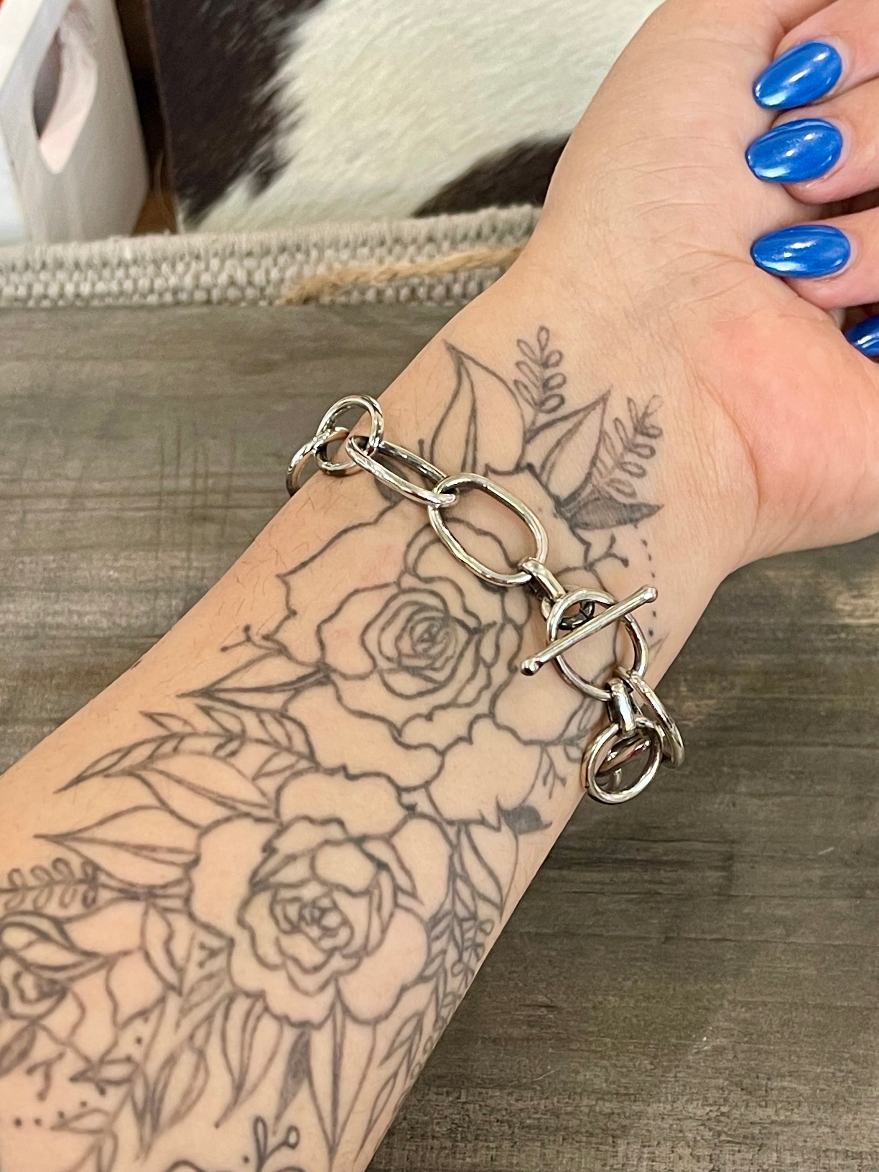 Handmade Beautiful Sterling Silver Link Bracelet 8 inch