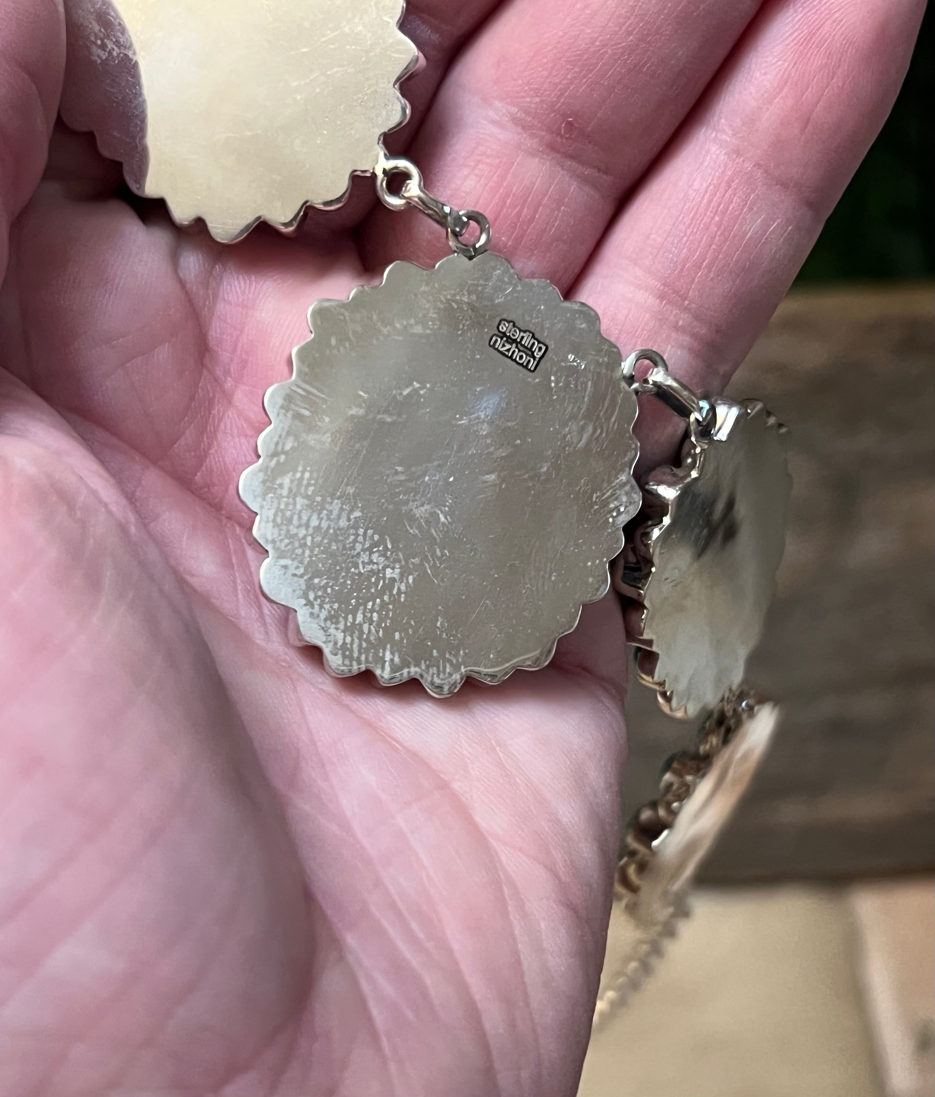 Handmade Newlander Turquoise Sterling Silver Drop Necklace