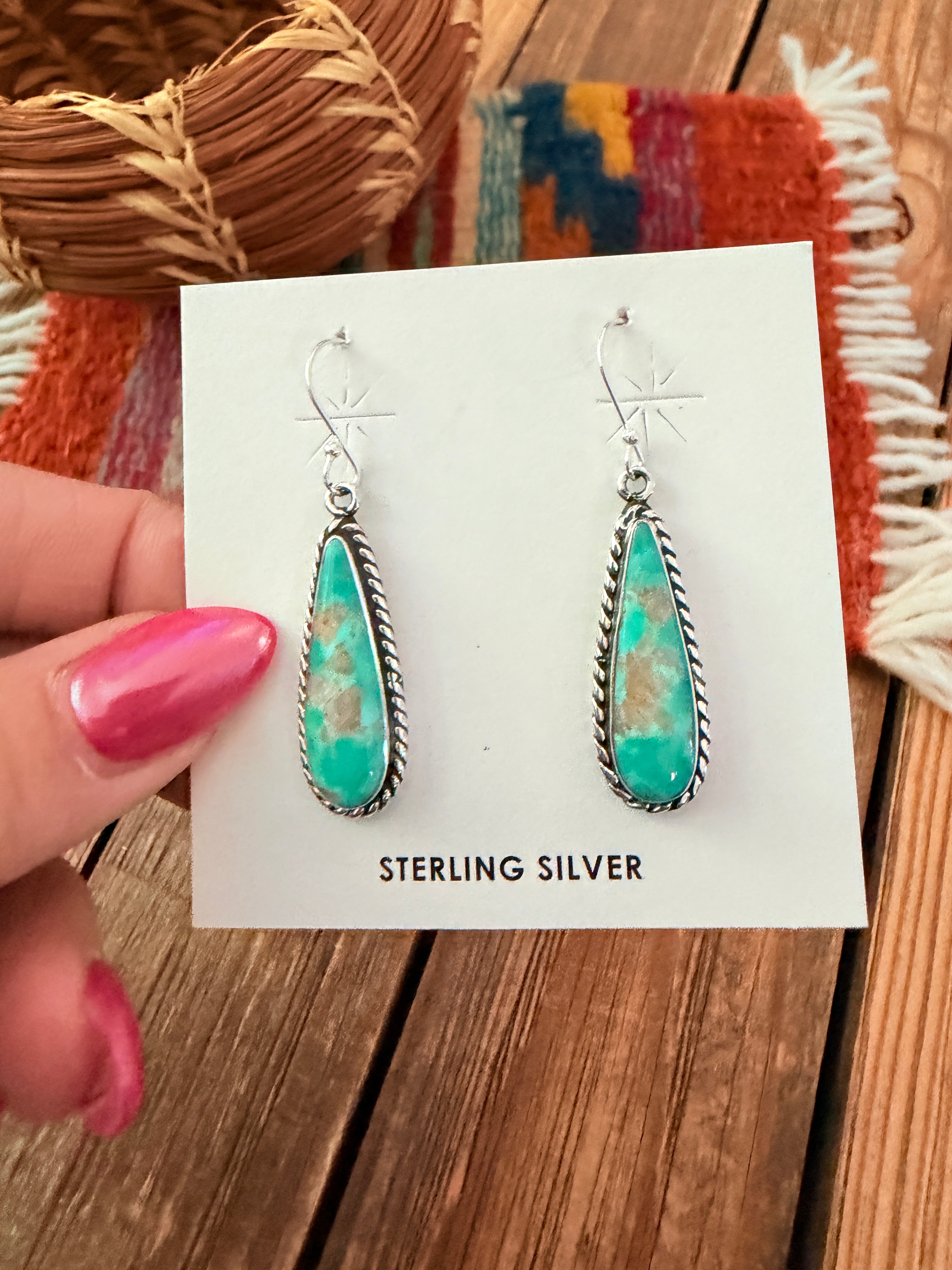 Handcrafted Turquoise & Sterling Silver Dangle Earrings