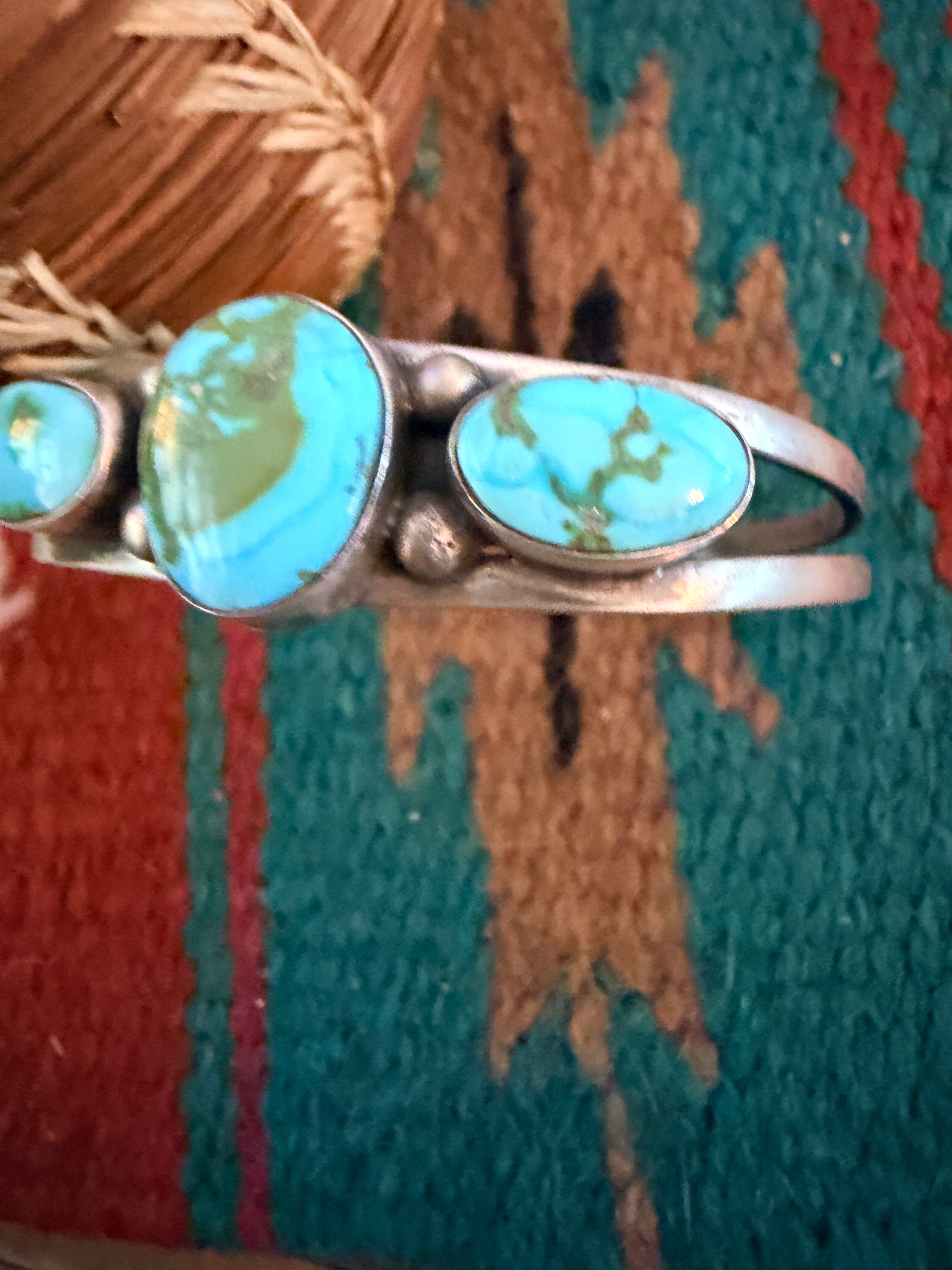 Handcrafted Turquoise & Sterling Silver Cuff Bracelet by Kathleen Livingston