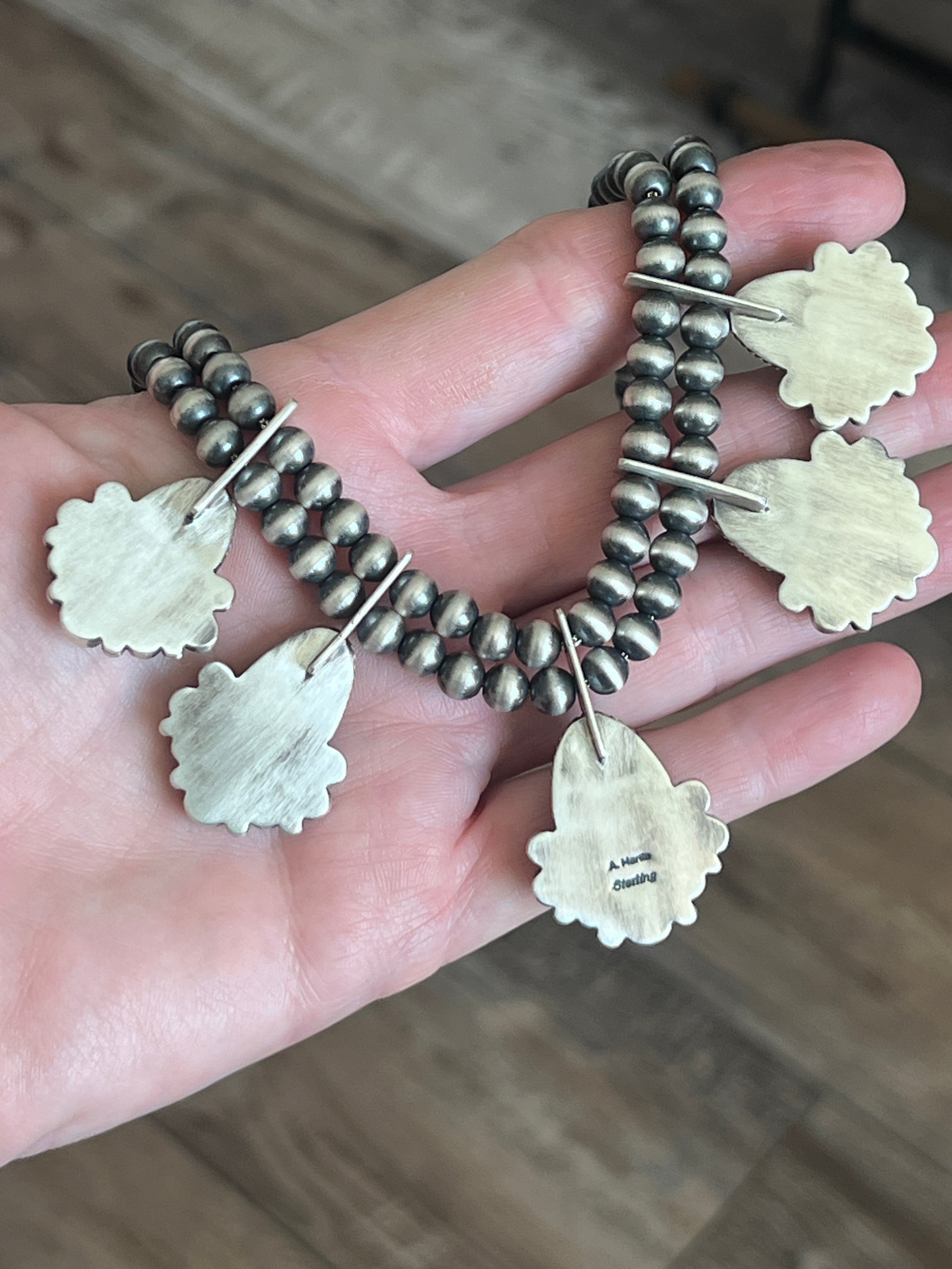 Handcrafted Sterling Silver Electric Rainbow Beaded Cluster Necklace & Earrings Set by Angela Martin