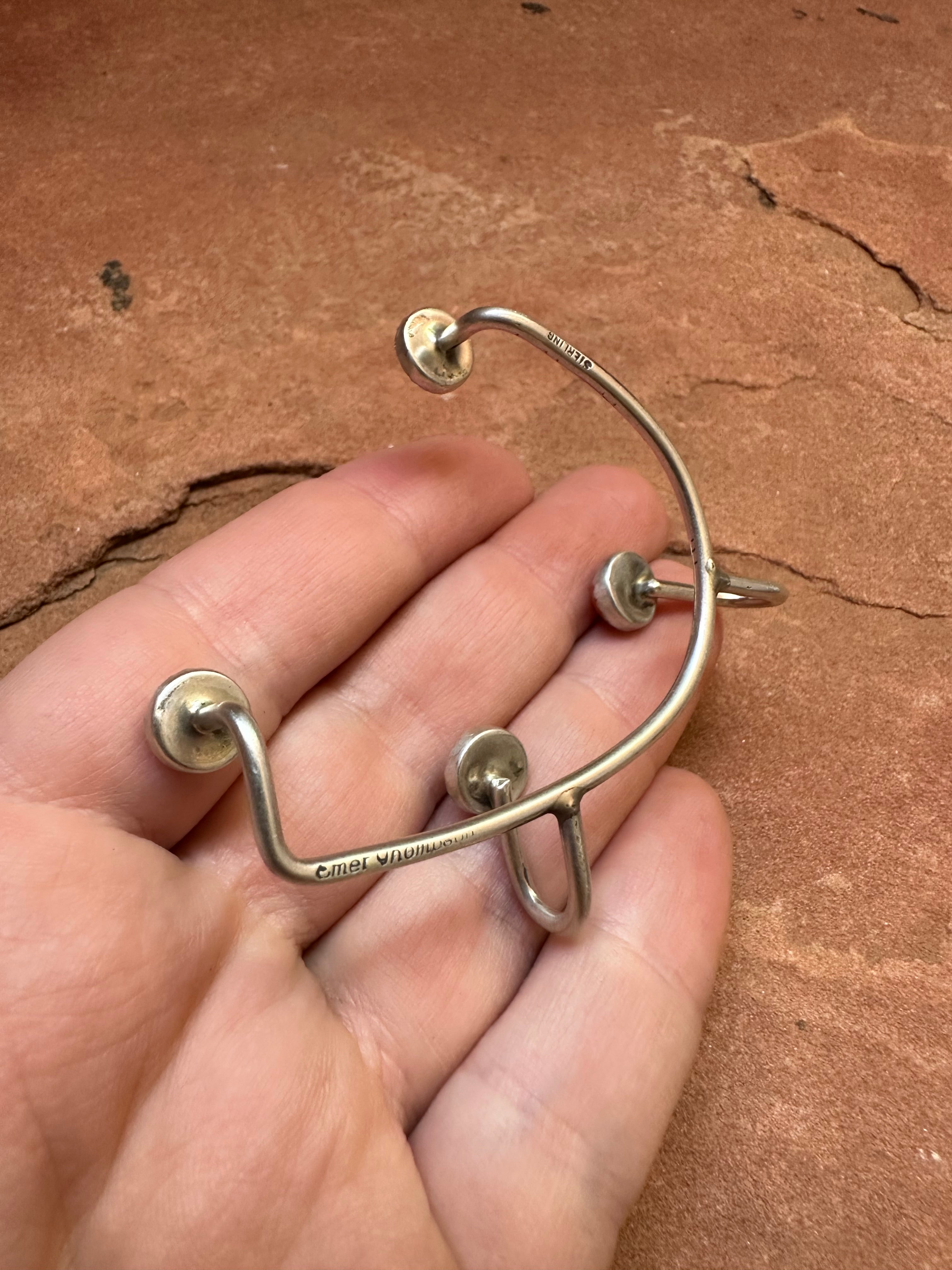 Handcrafted Sterling Silver & Orange Spiny Floating Stone Ear Cuff Signed Emer Thompson