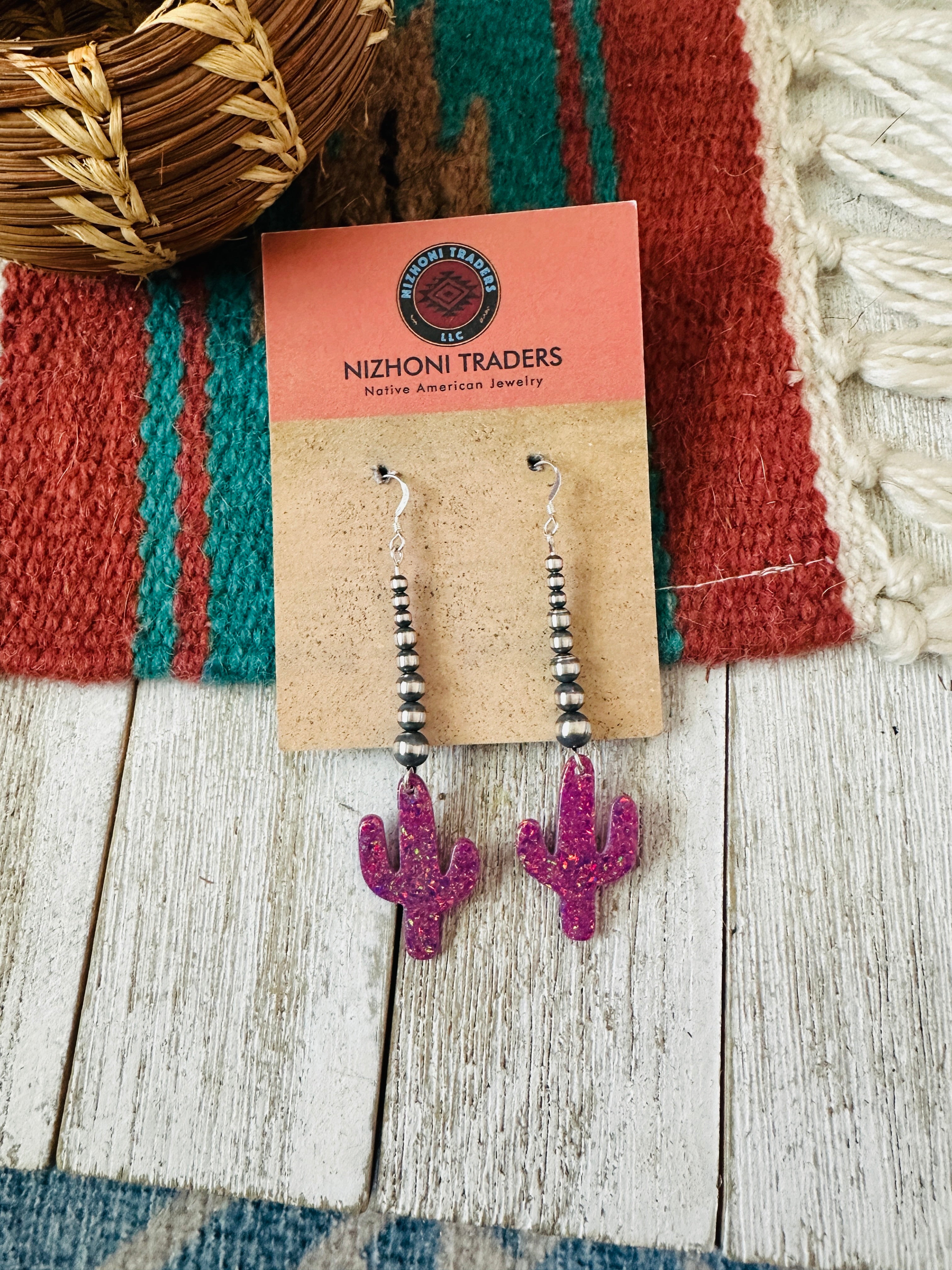 Summer Lovin’ Sterling Silver Pearl Beaded Opal Cactus Dangle Earrings