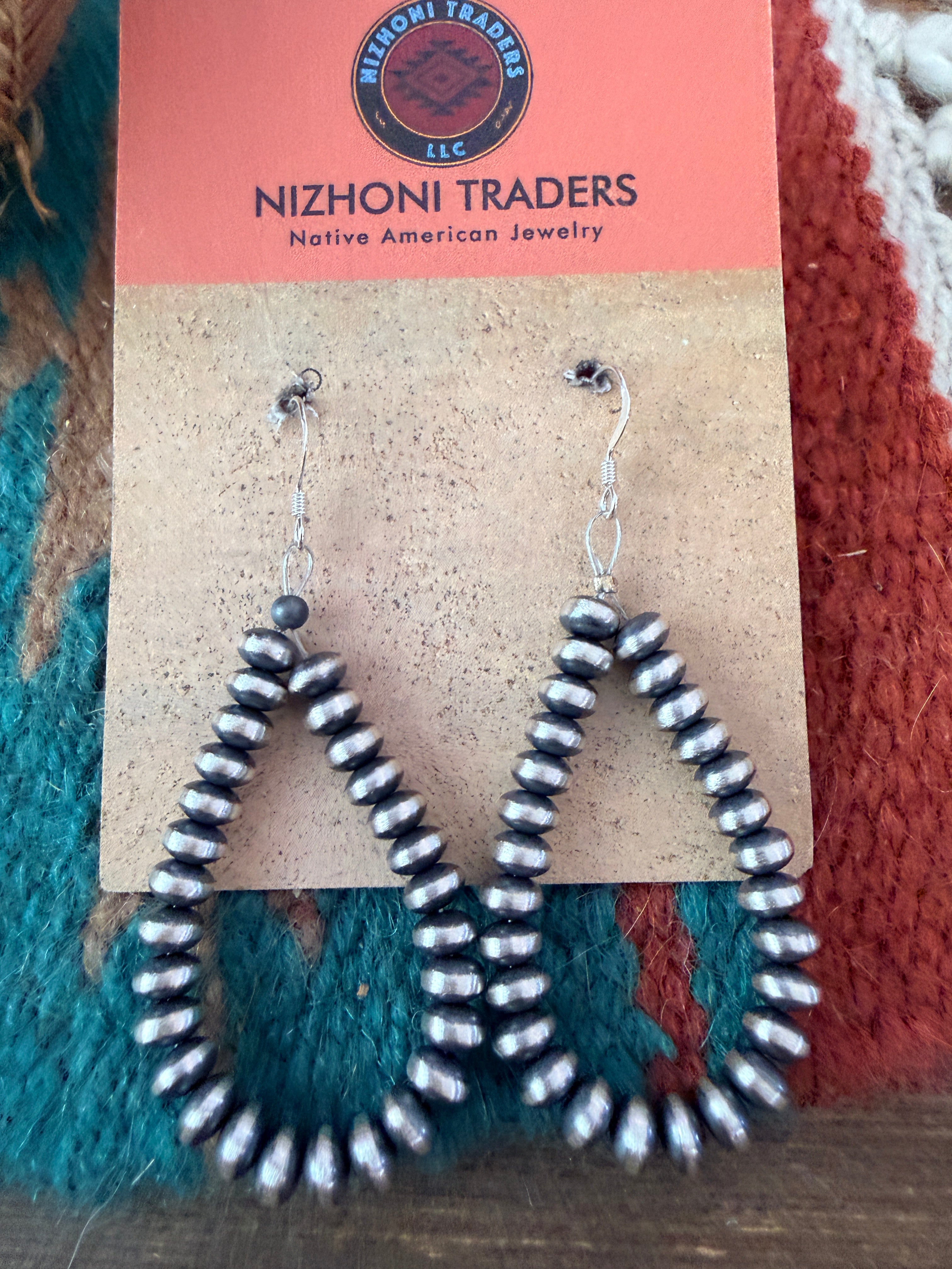 Handcrafted Sterling Silver Saucer Bead Dangle Hoop Earrings