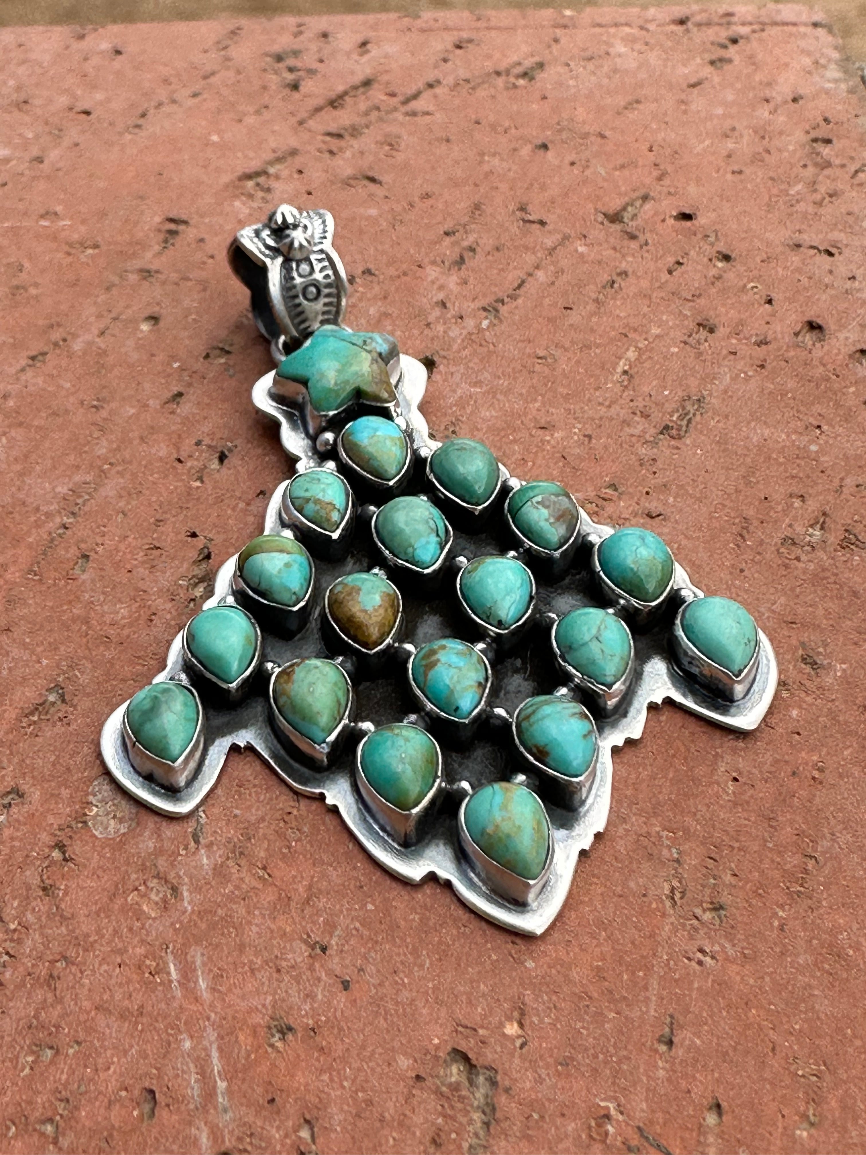 Handmade Sterling Silver & Turquoise Christmas Tree Pendant
