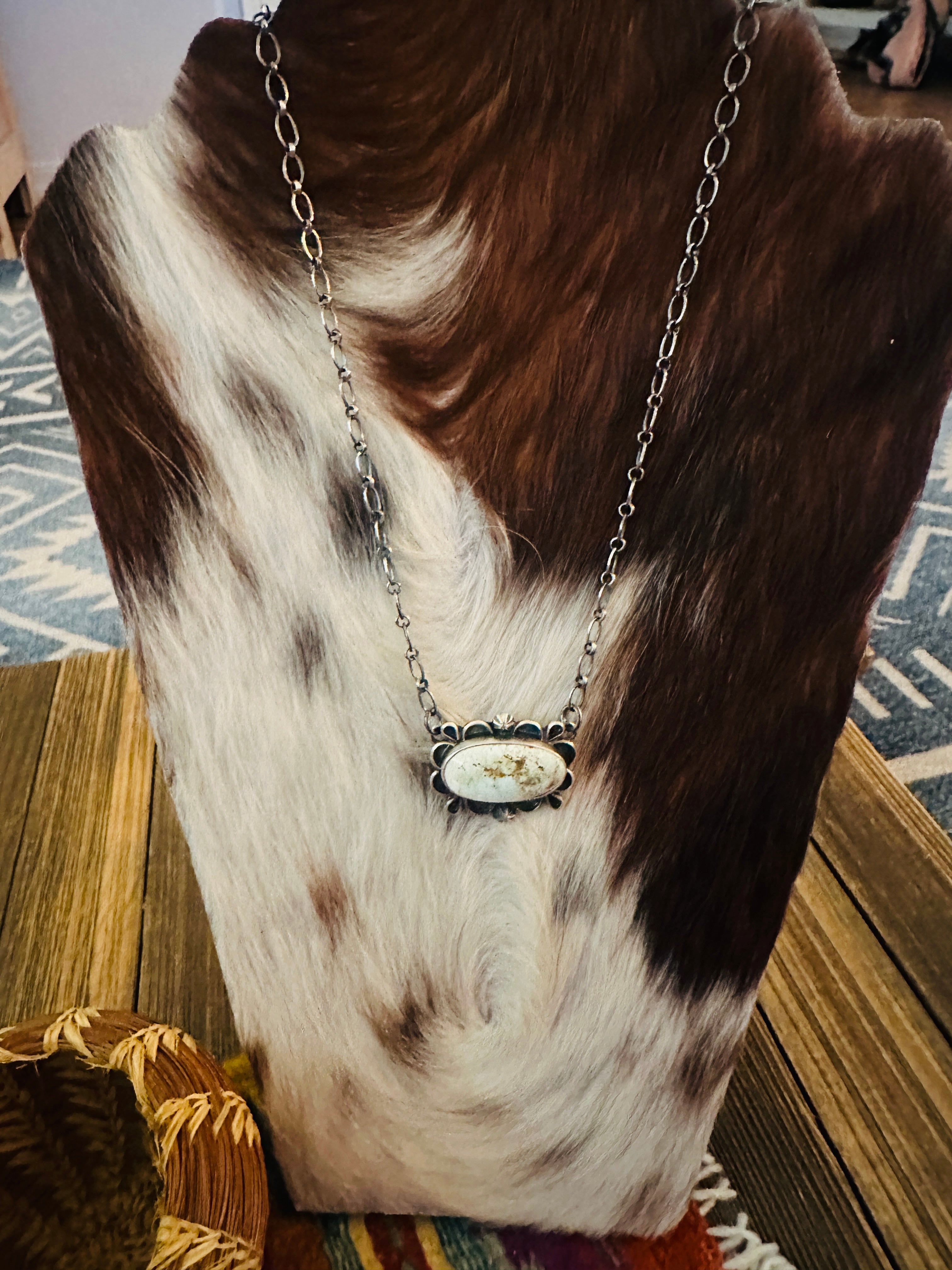 Handcrafted Dry Creek Turquoise & Sterling Silver Necklace by Jameson Garcia