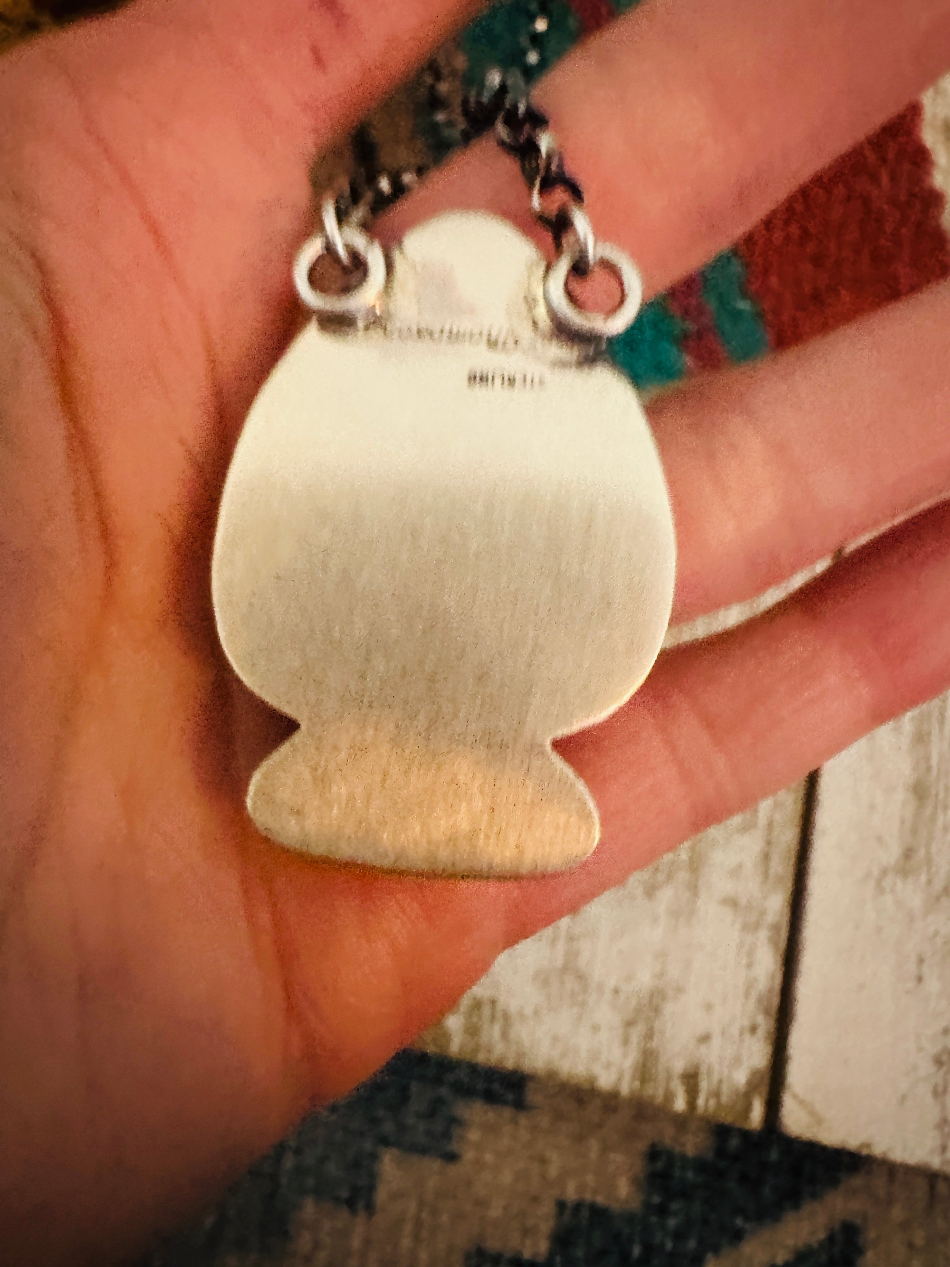 Navajo Sterling Silver & Multi Stone Inlay Spade Necklace