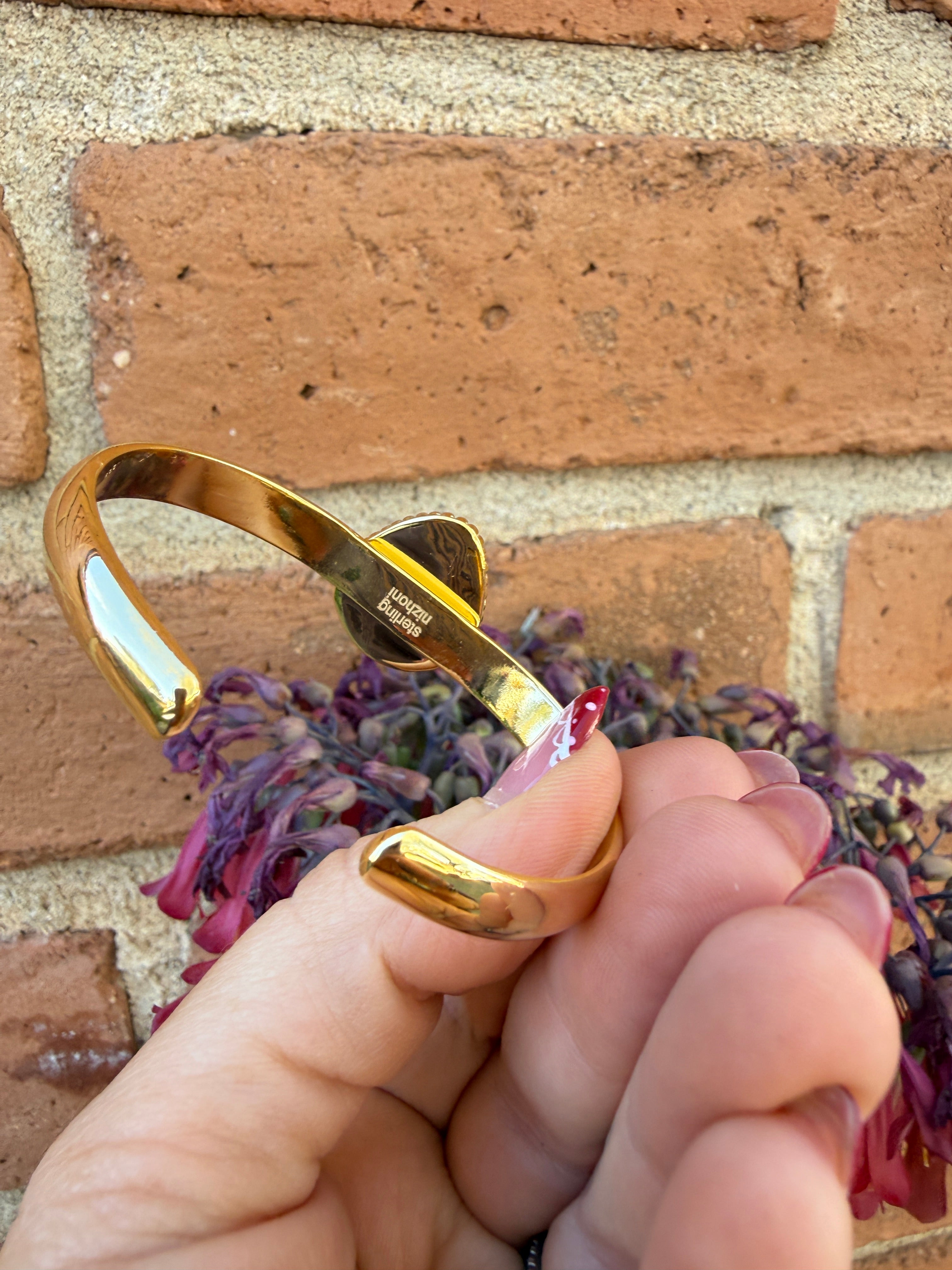 “The Golden Collection” Handmade Gold Plated Sterling Silver Natural Sonoran Mountain Turquoise Bracelet style 10