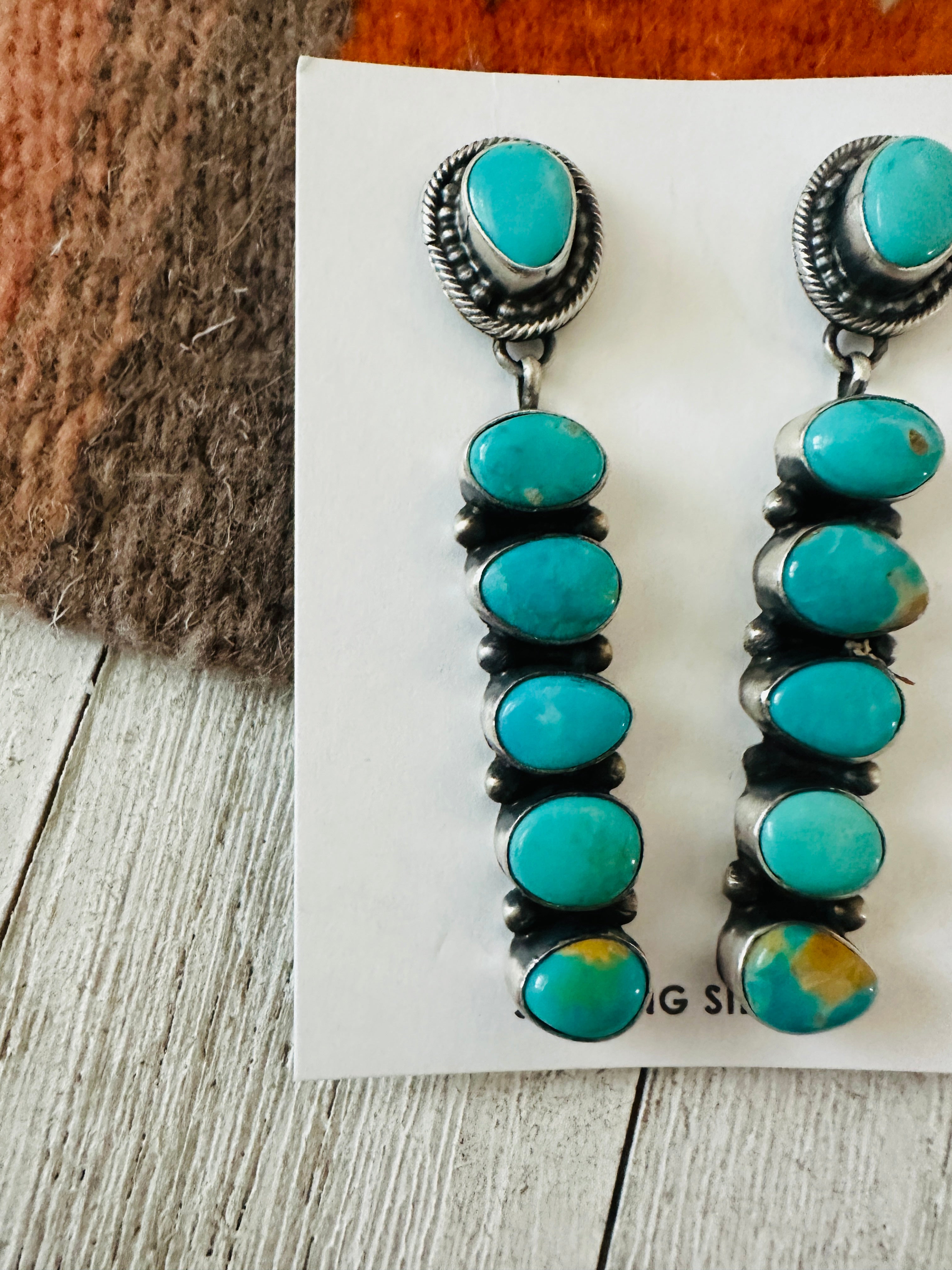 Navajo Turquoise & Sterling Silver Dangle Earrings