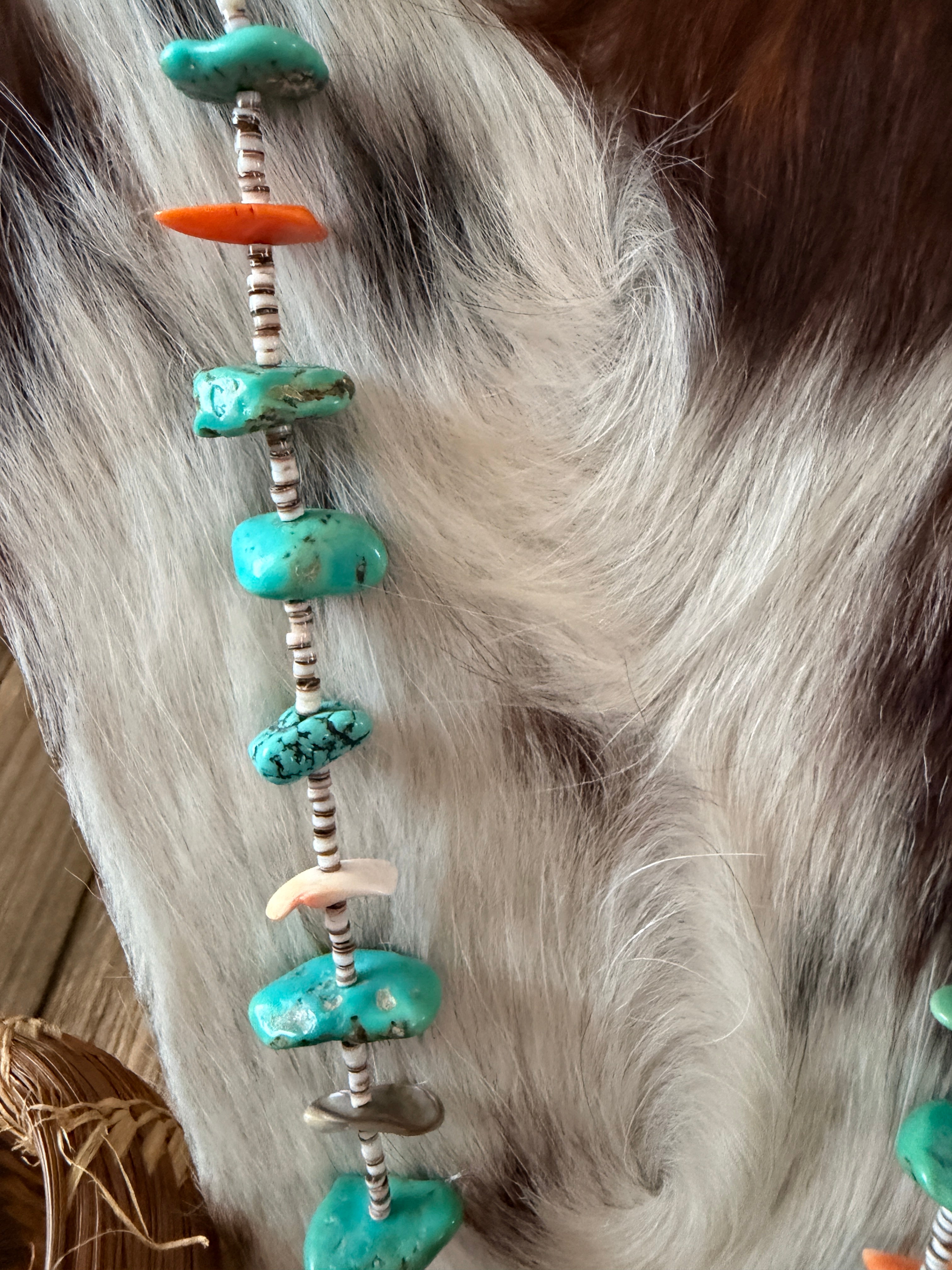 Old Pawn Handcrafted Turquoise, Spiny Oyster & Heishi Beaded 30” Necklace