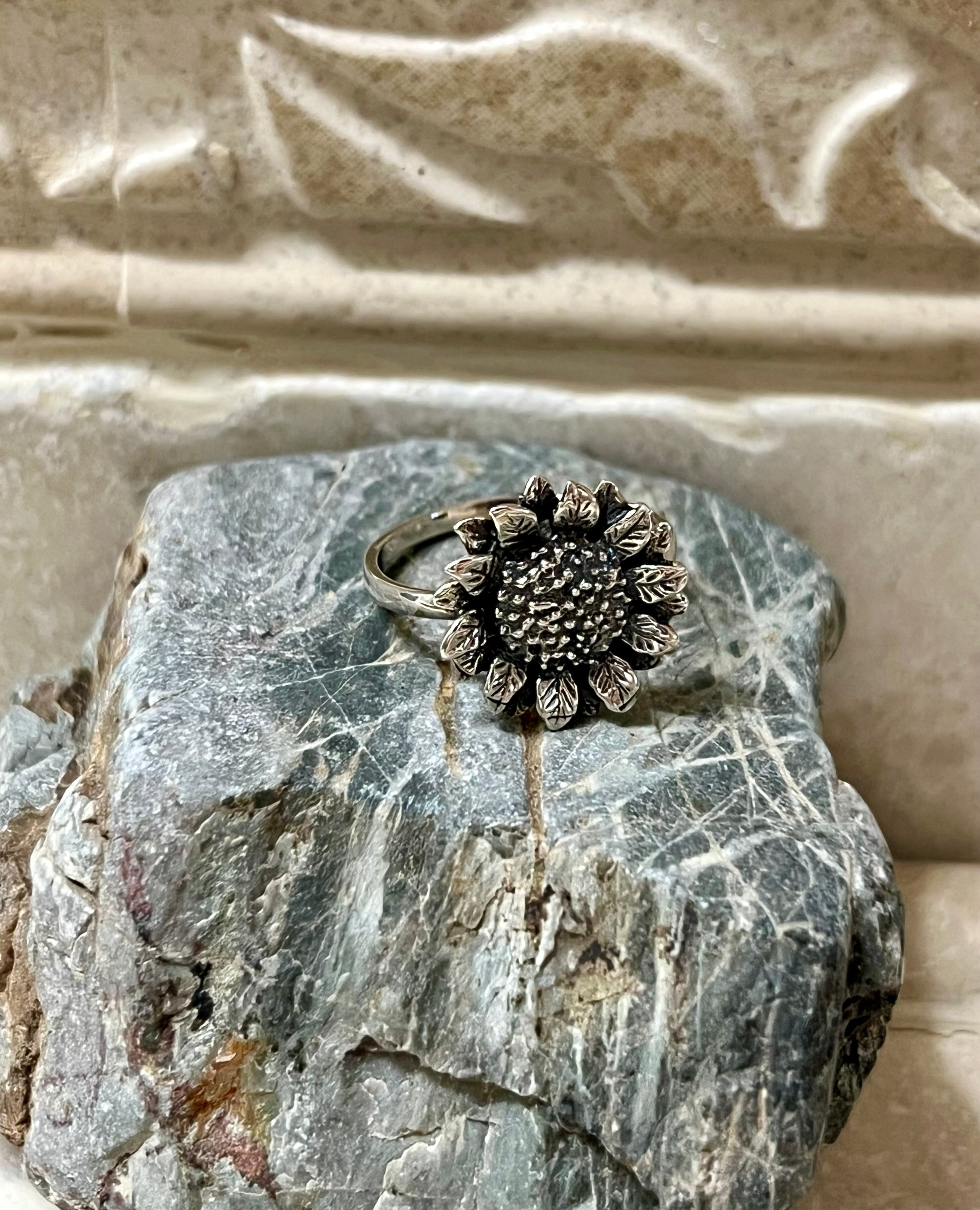 Sunflower Sterling Silver Ring