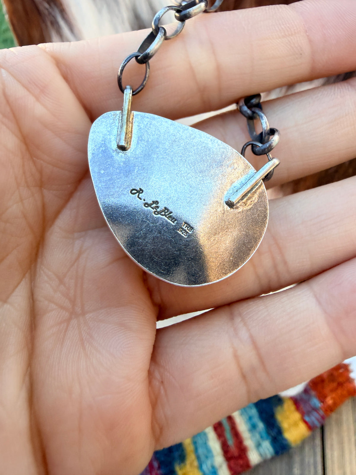 Handmade Sterling Silver & Jasper Painted Cactus Necklace