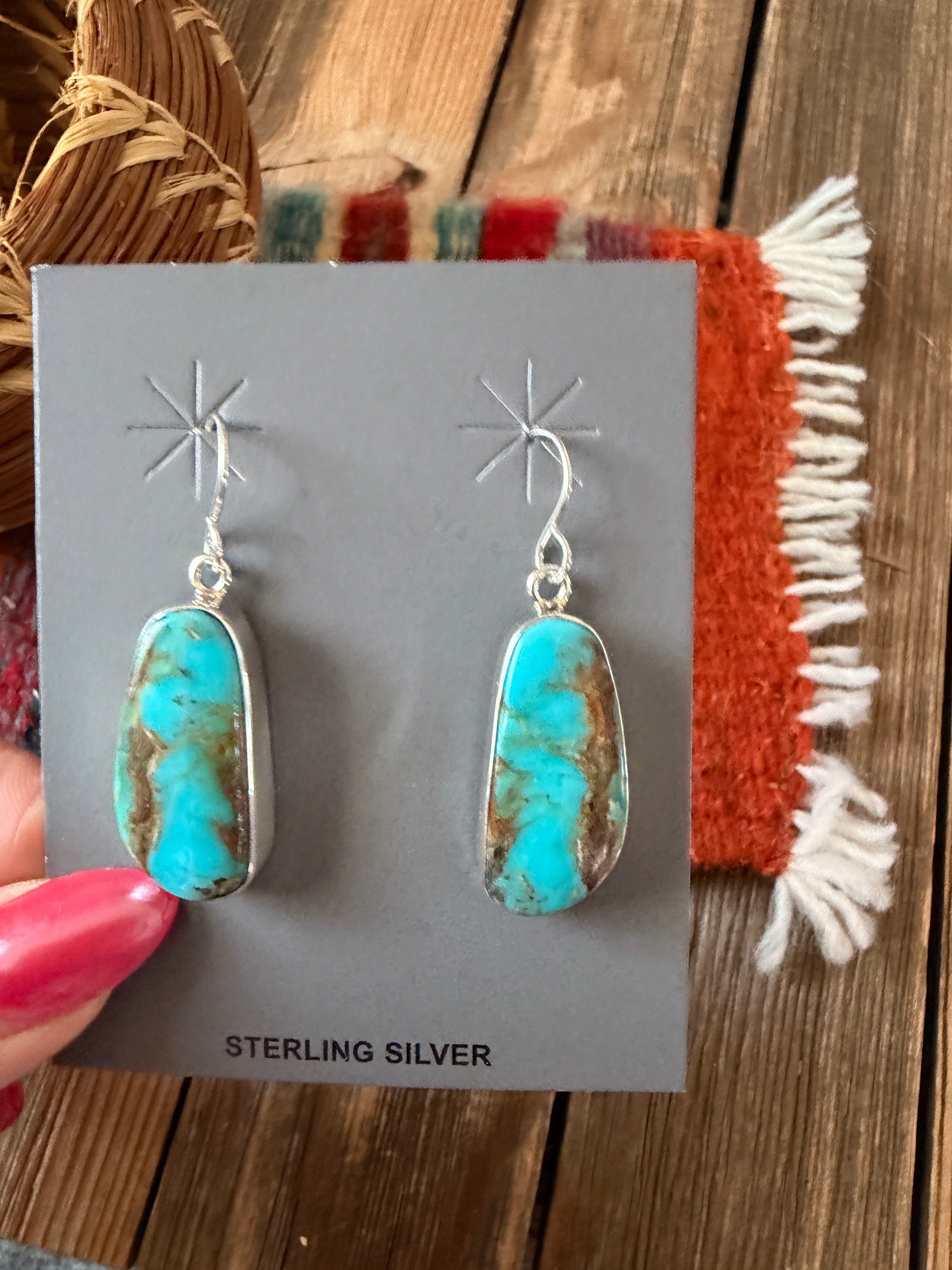 Handcrafted Turquoise & Sterling Silver Dangle Earrings