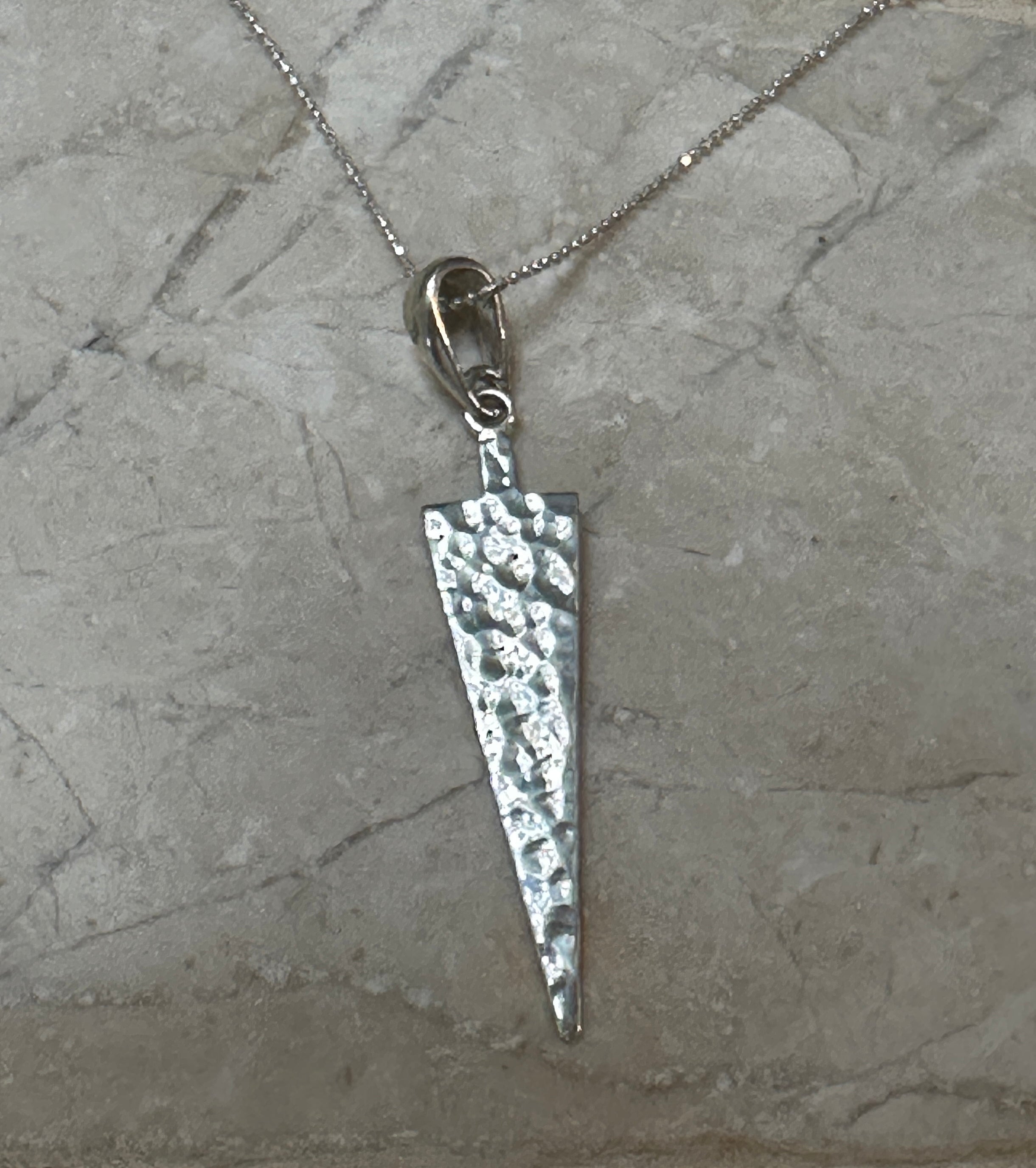 Hammered Arrowhead Pendant Sterling Silver Necklace