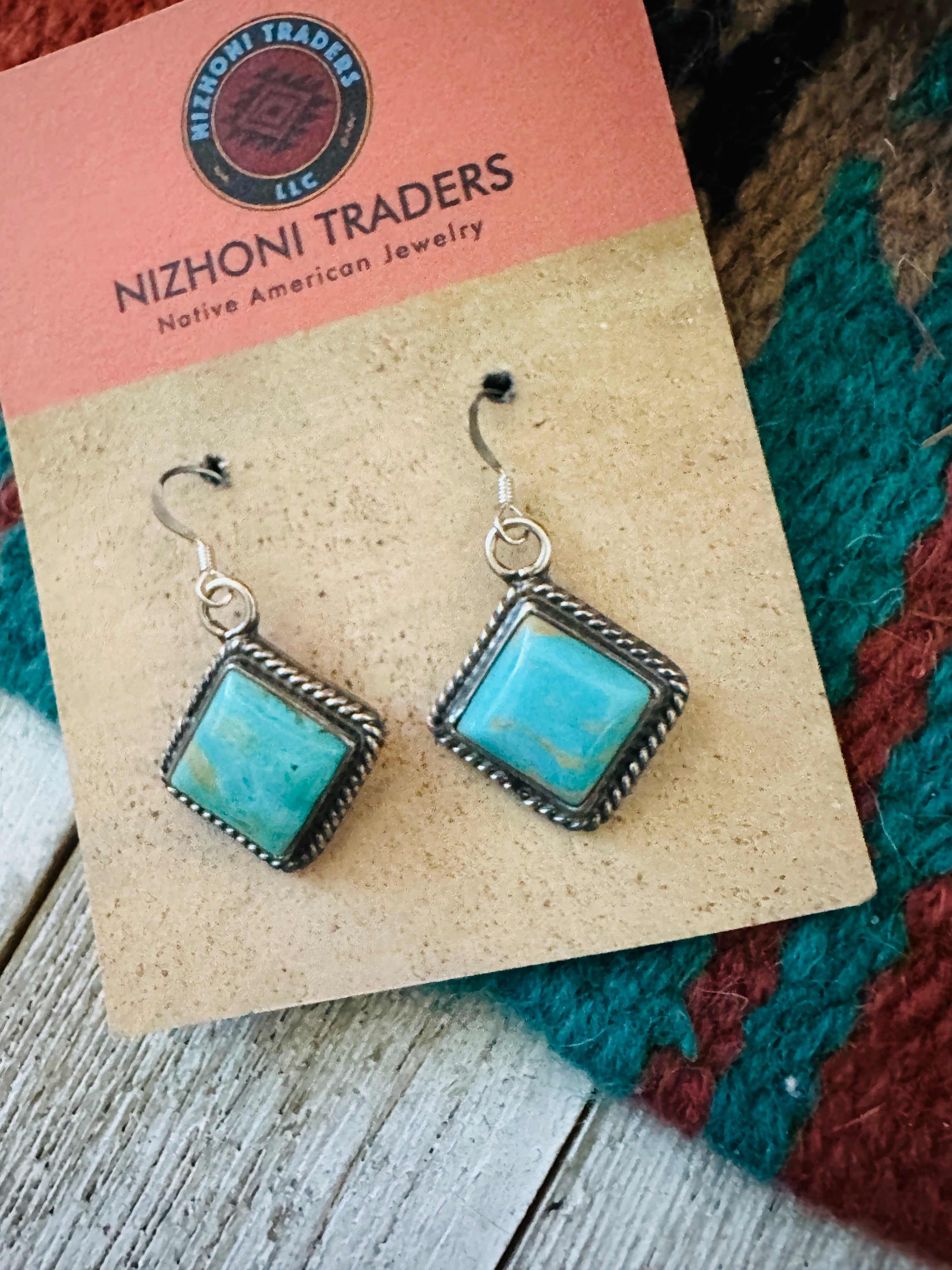 Navajo Turquoise & Sterling Silver Dangle Earrings