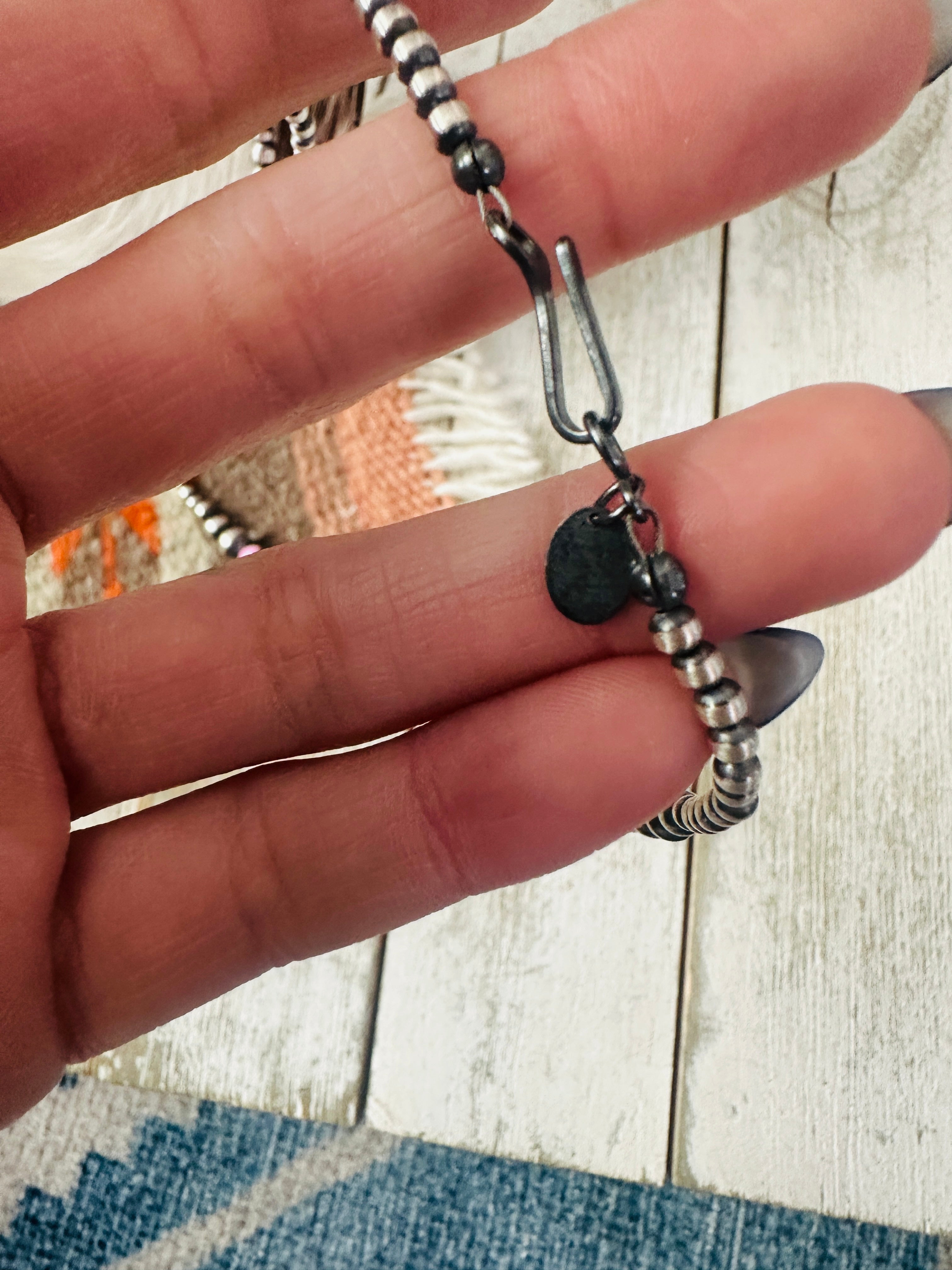 Handcrafted Sterling Silver & Pink Mojave Beaded Necklace