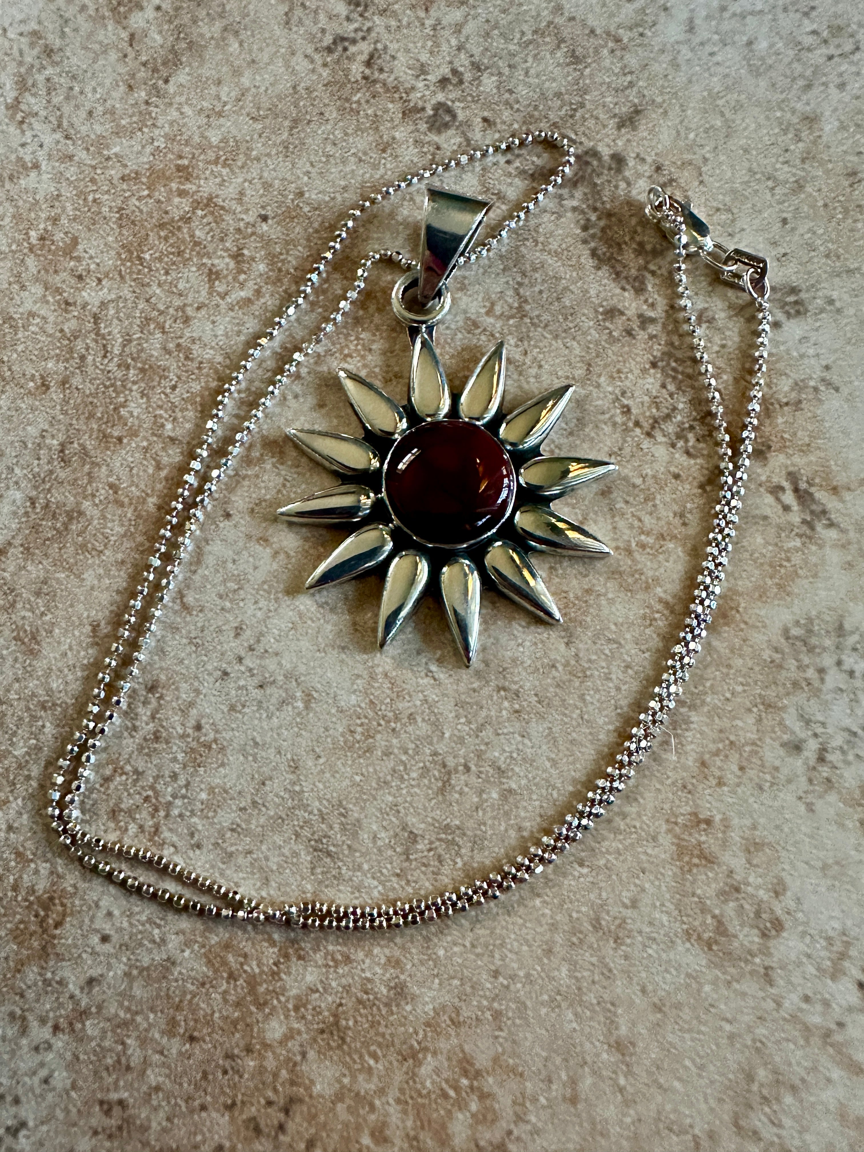 Red Jasper Sunburst Necklace