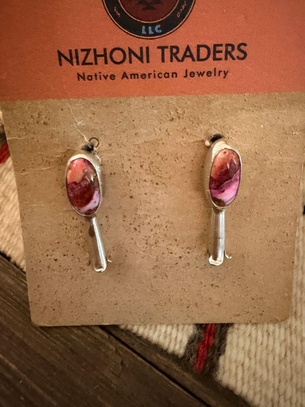 Handcrafted Pink Mojave & Sterling Silver Squash Blossom Necklace and Earring Set