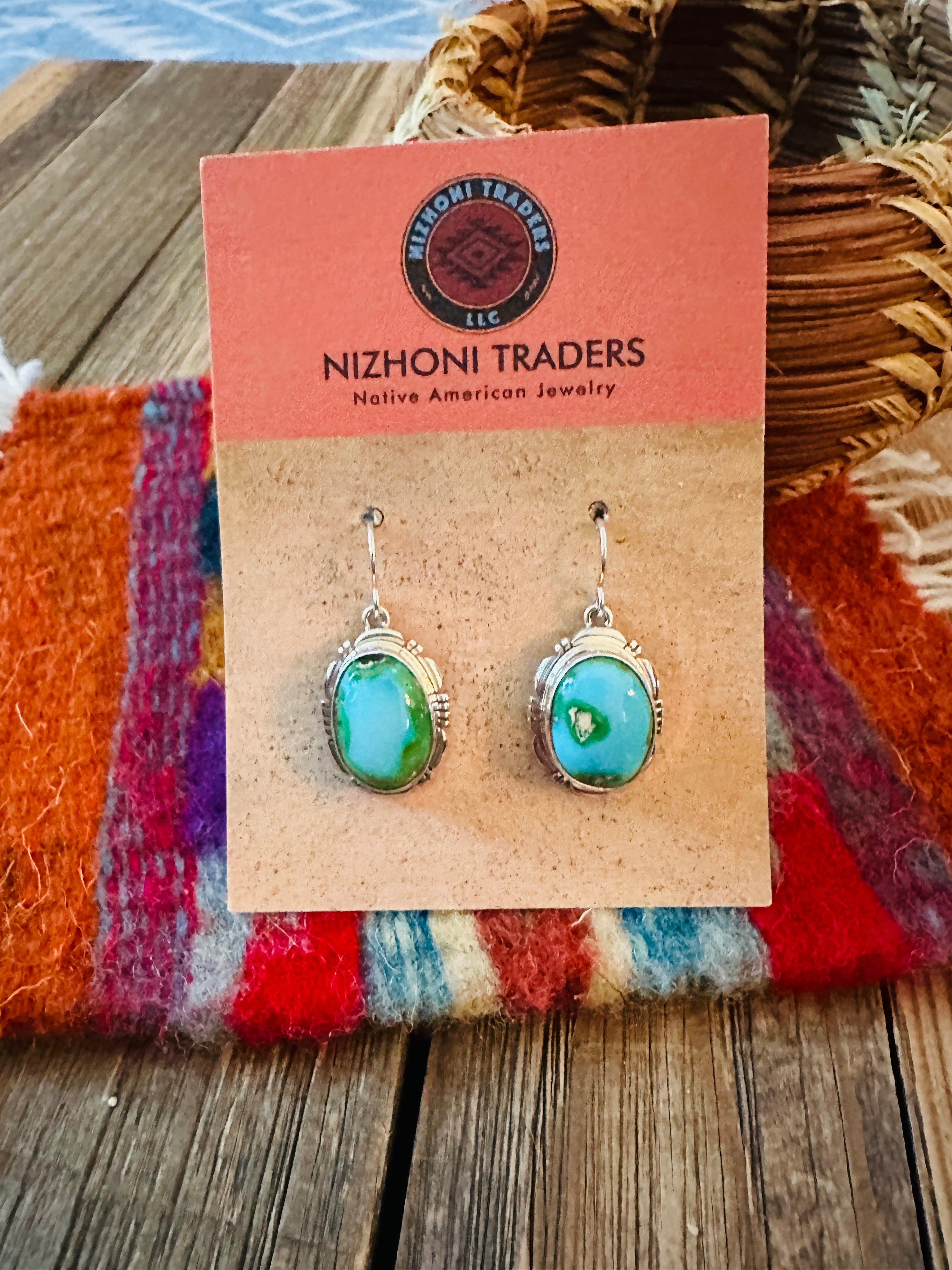 Handcrafted Sonoran Mountain Turquoise & Sterling Silver Dangle Earrings