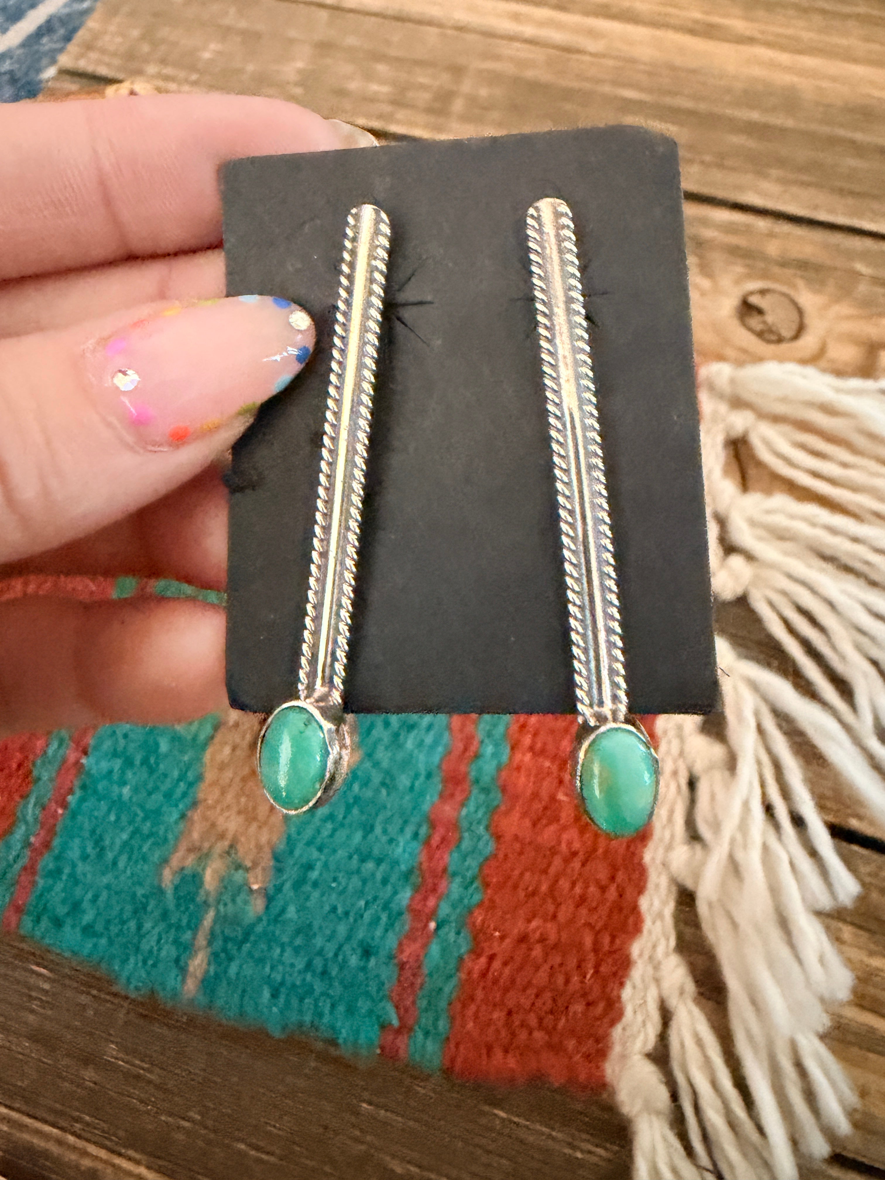 Handcrafted Turquoise & Sterling Silver Dangle Earrings