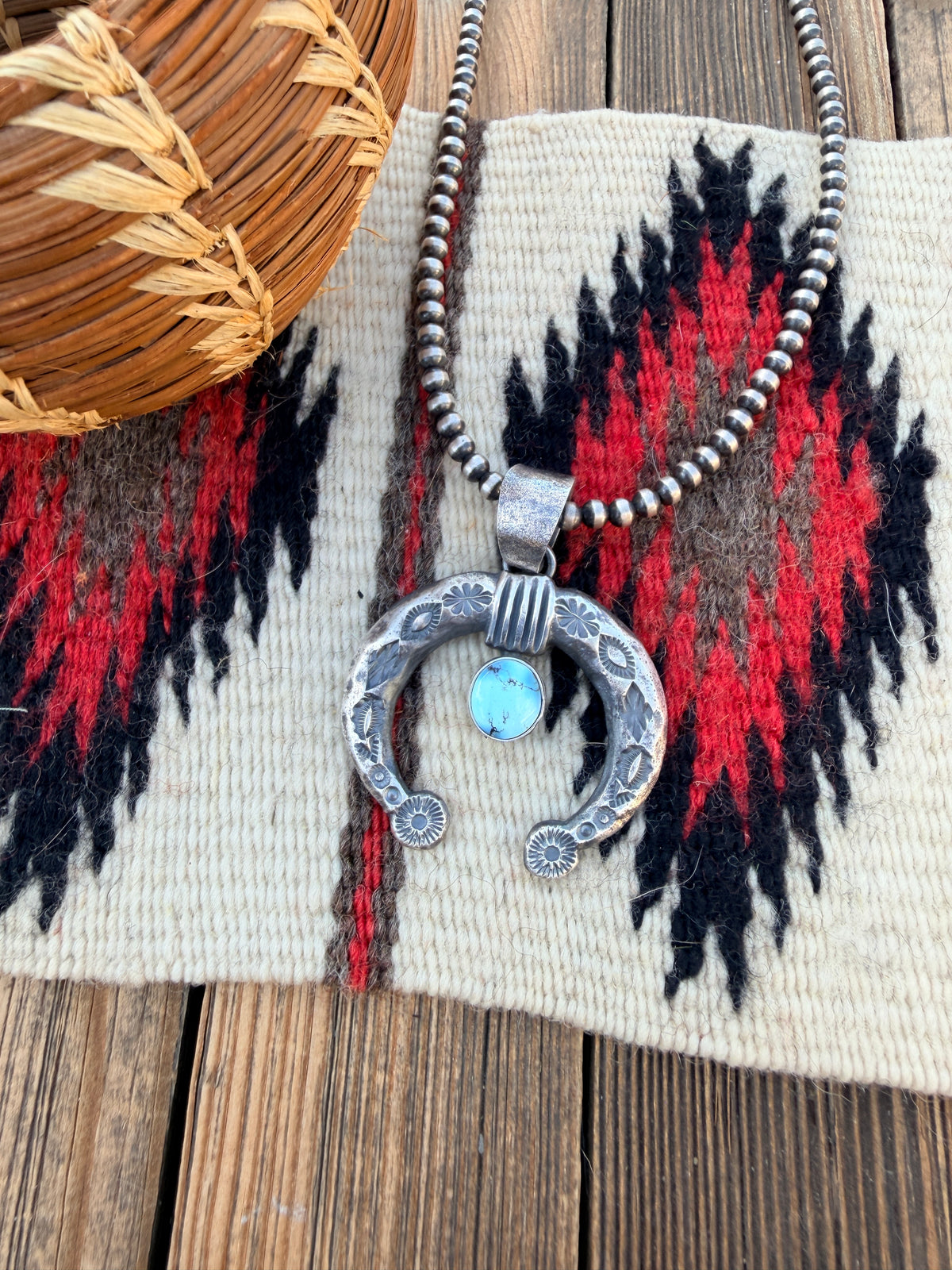 Handcrafted Sterling Silver & Golden Hills Turquoise Naja Pendant by Kevin Billah