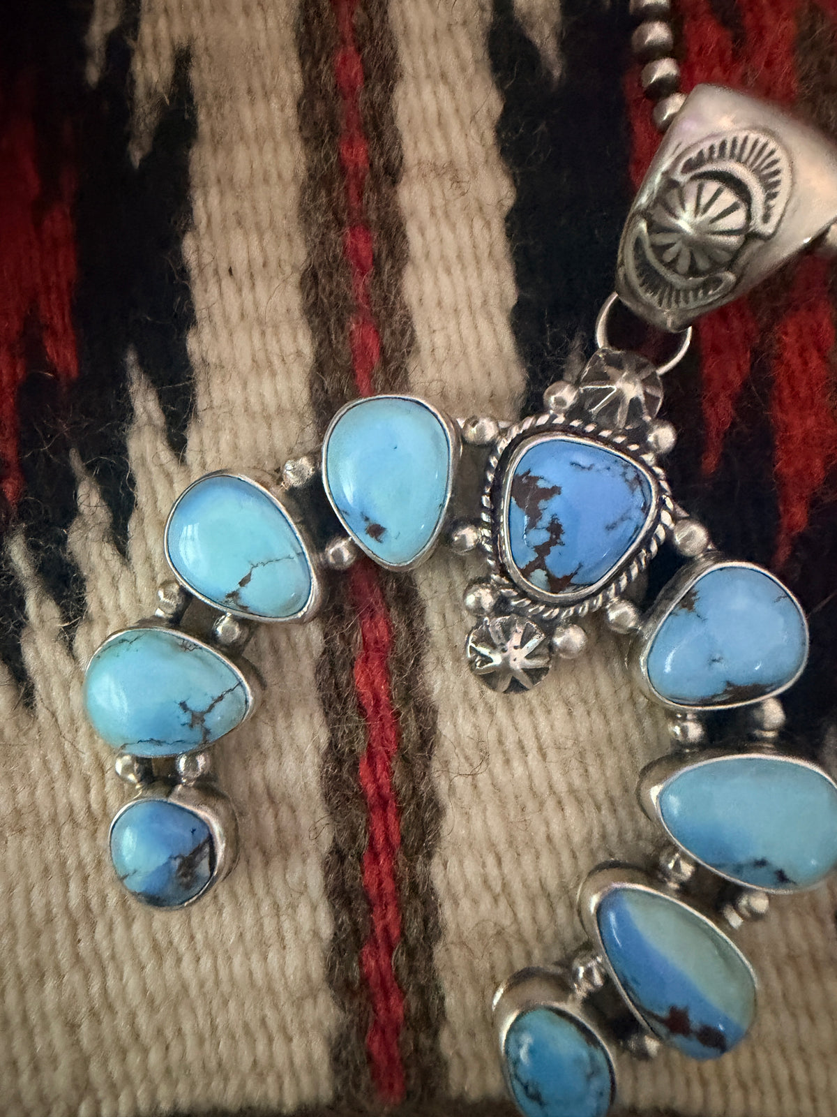 Handcrafted Sterling Silver & Golden Hills Turquoise Naja Pendant by Joe Begay