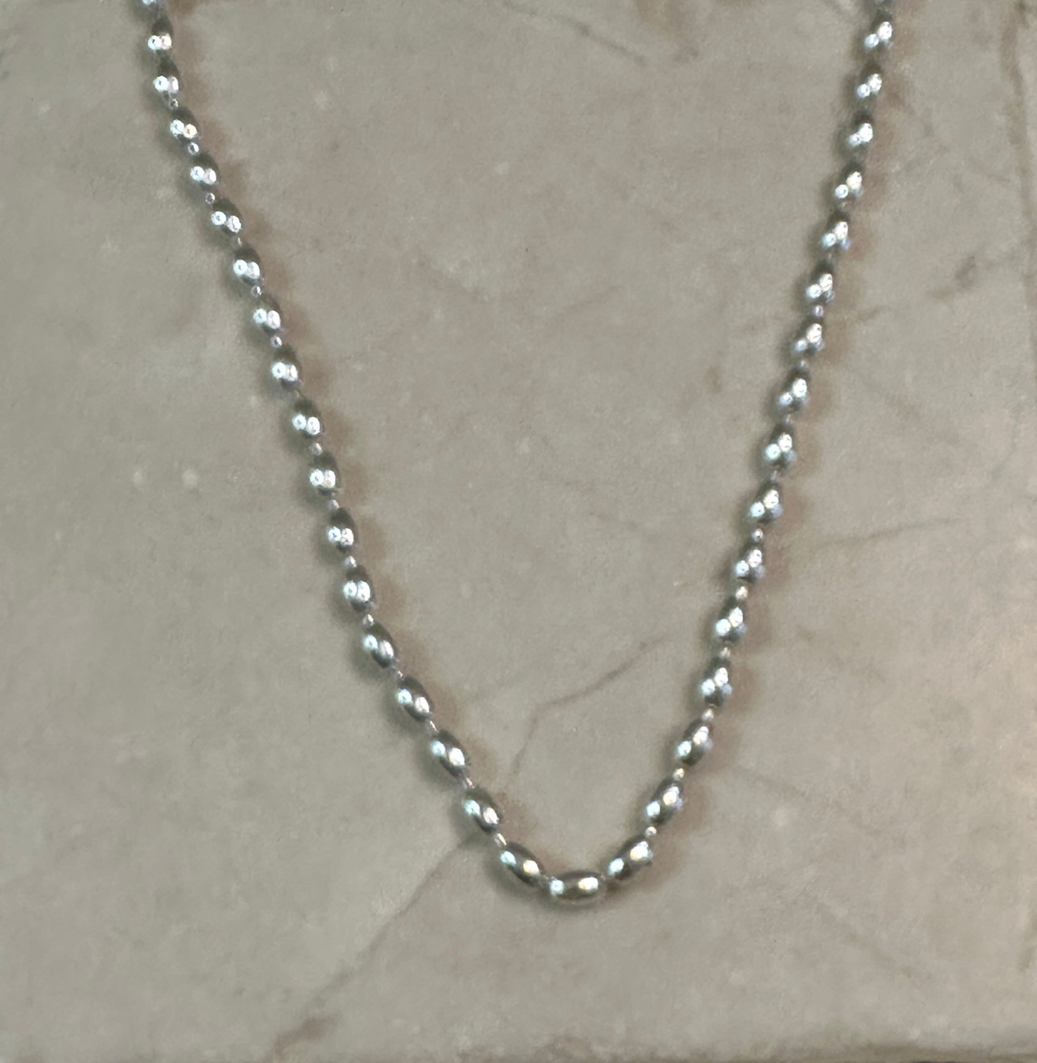 Sterling Silver Rice Bead Necklace 20”