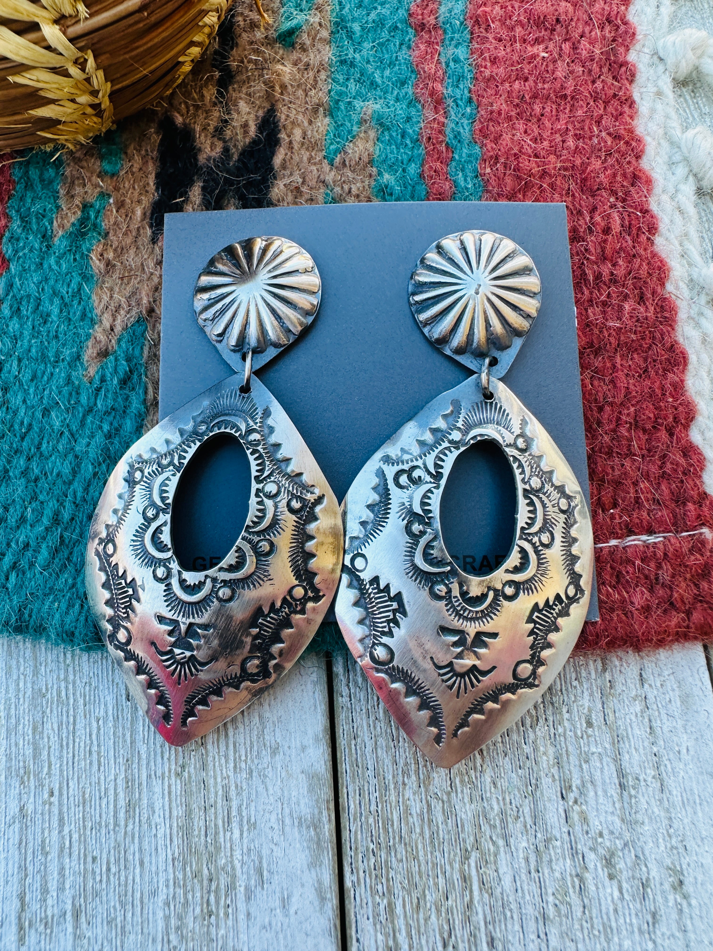 Handcrafted Sterling Silver Concho Dangle Earrings