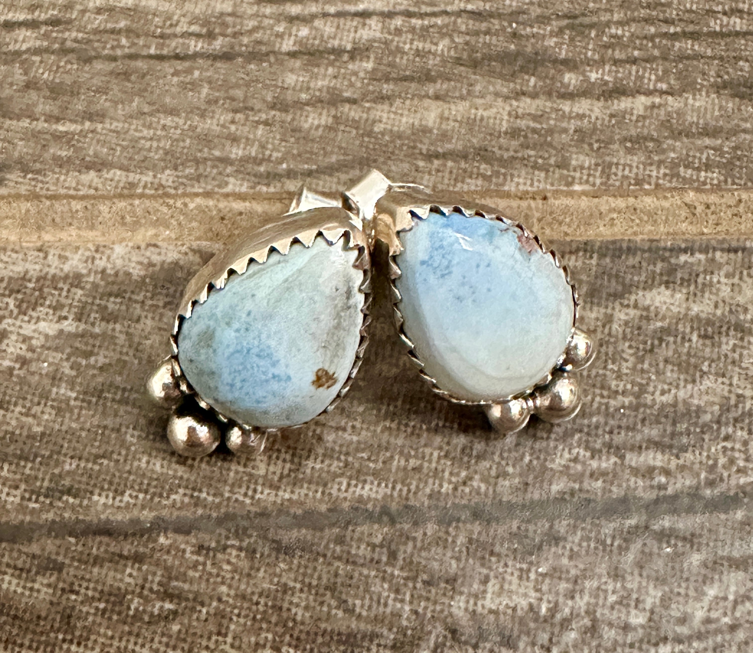 Handmade Golden Hills Turquoise & Sterling Silver Stud Earrings