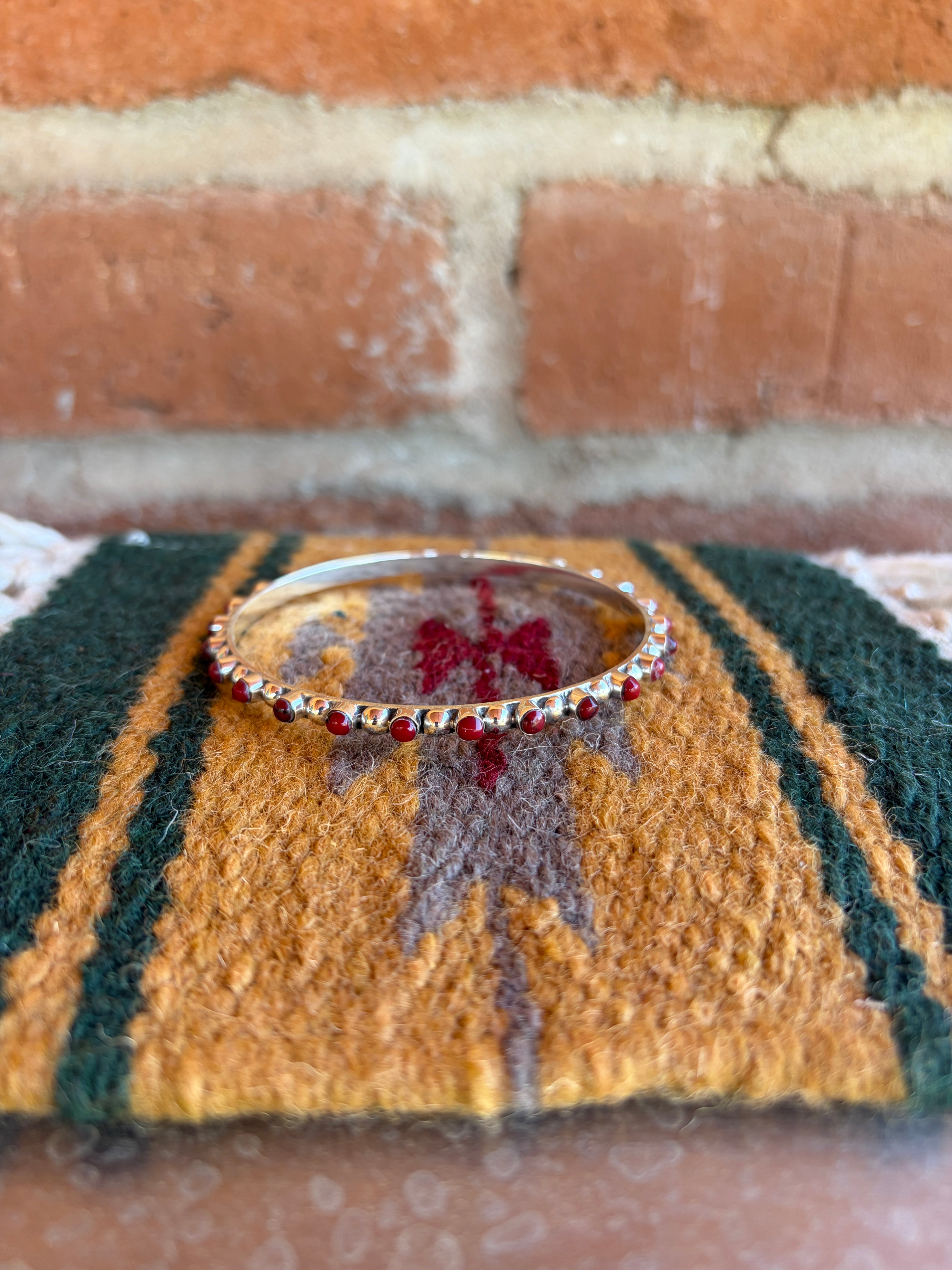 Handmade Red Jasper & Sterling Silver Bangle Bracelet
