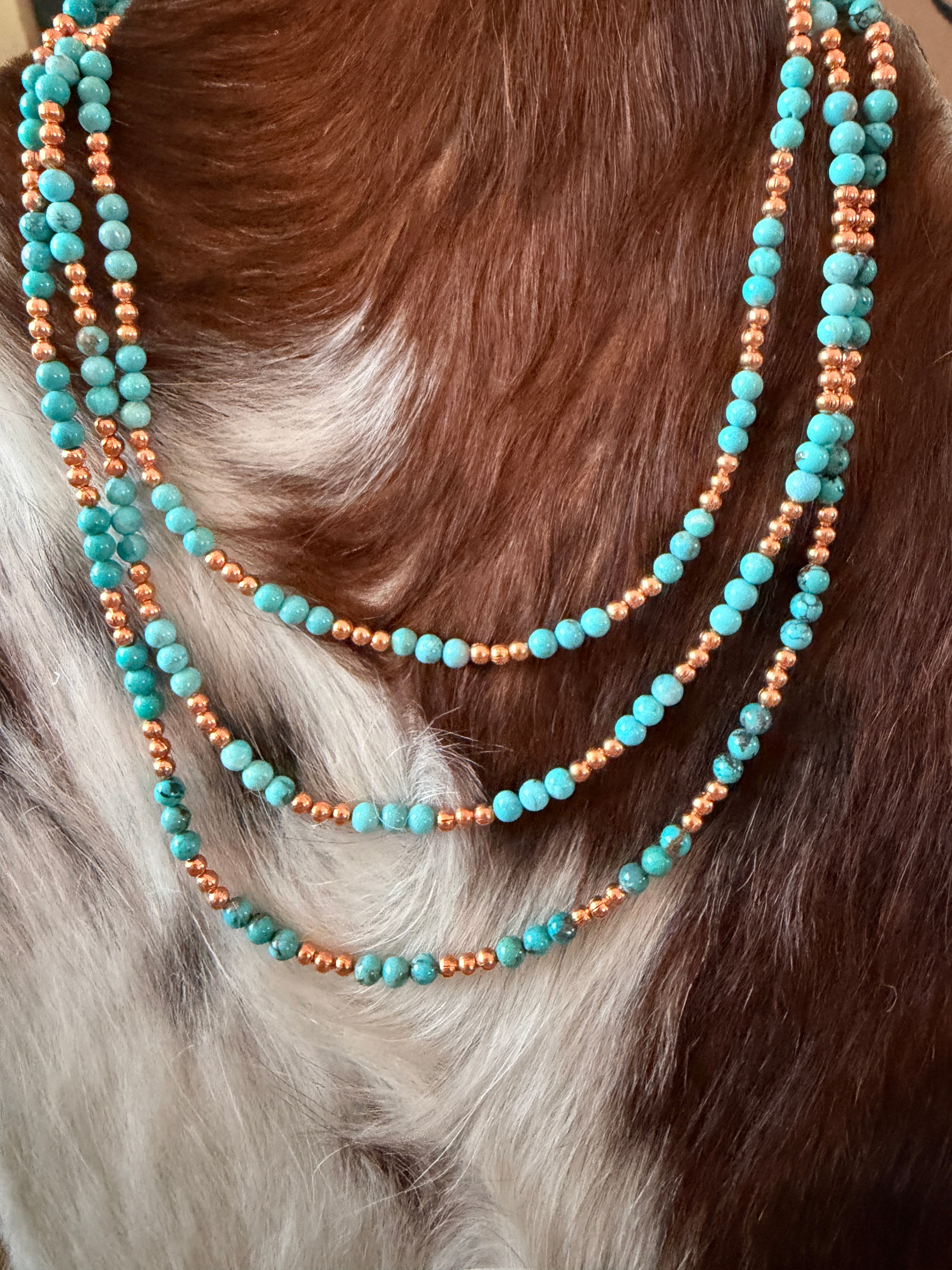 Handcrafted Turquoise & Copper Beaded Necklace